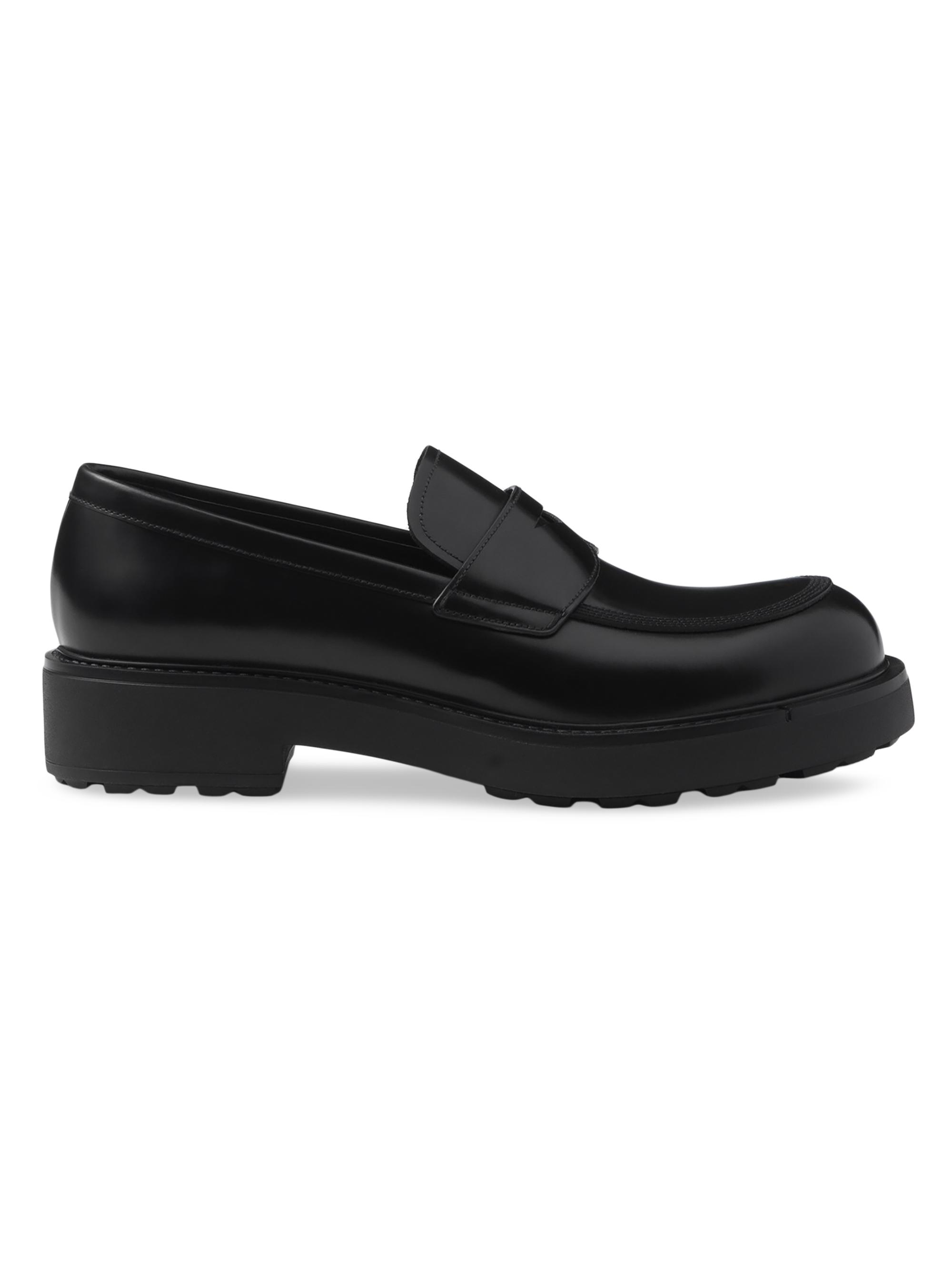 Prada Men's Brushed Leather Loafers - Black