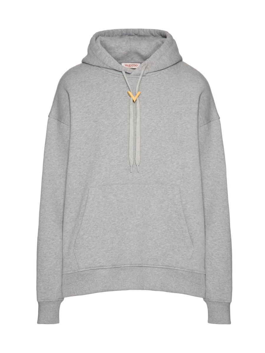 Valentino Garavani Cotton Hooded Sweatshirt with Metallic V