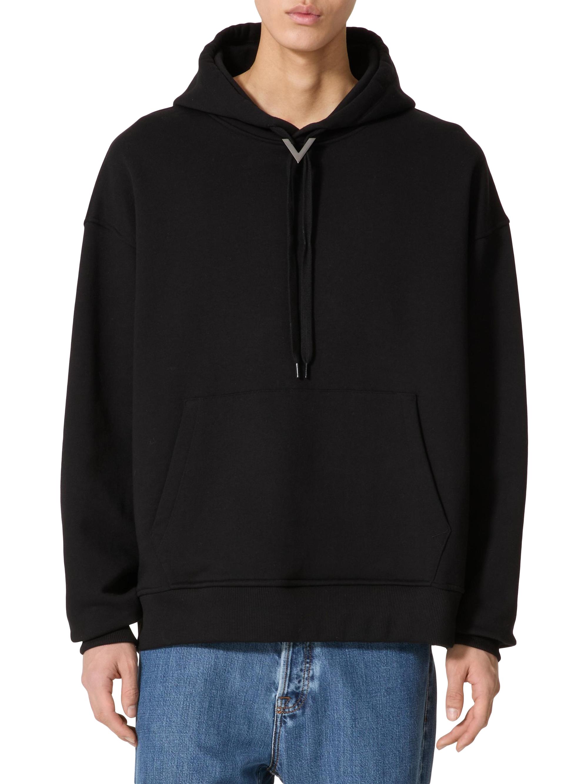 Valentino Garavani Cotton Hooded Sweatshirt with Metallic V