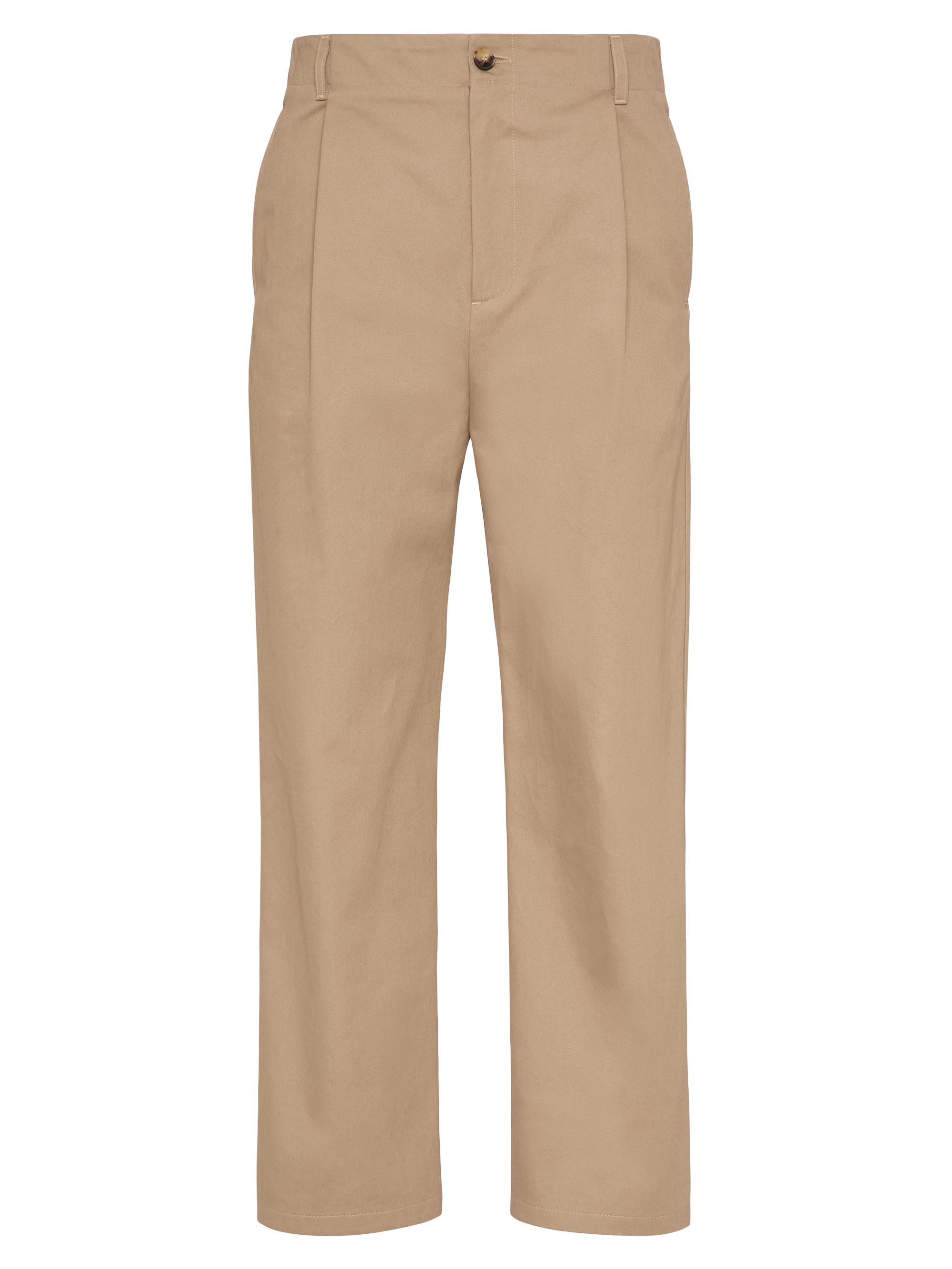 Valentino Garavani Men's Cotton Gabardine Pants with Maison V Label - Beige