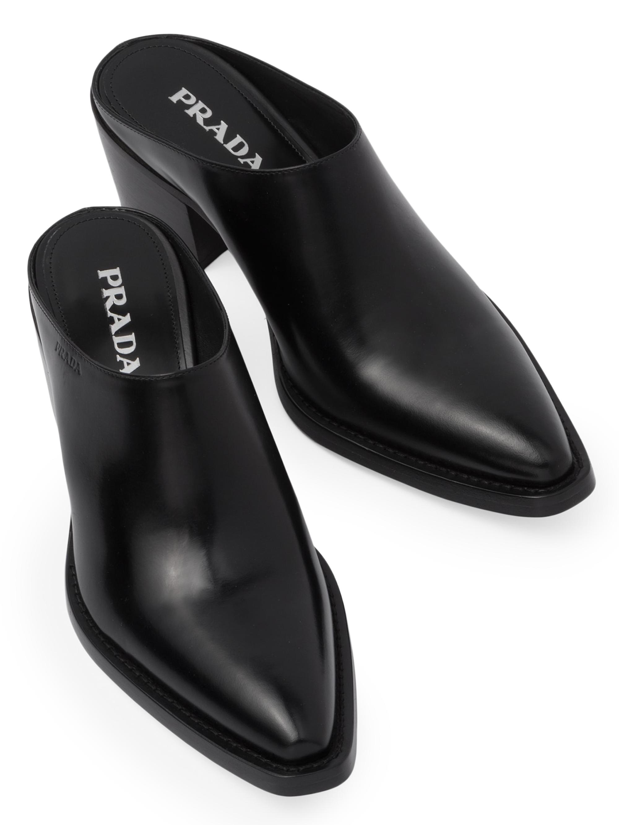 Prada Brushed Leather Mules | Saks Fifth Avenue