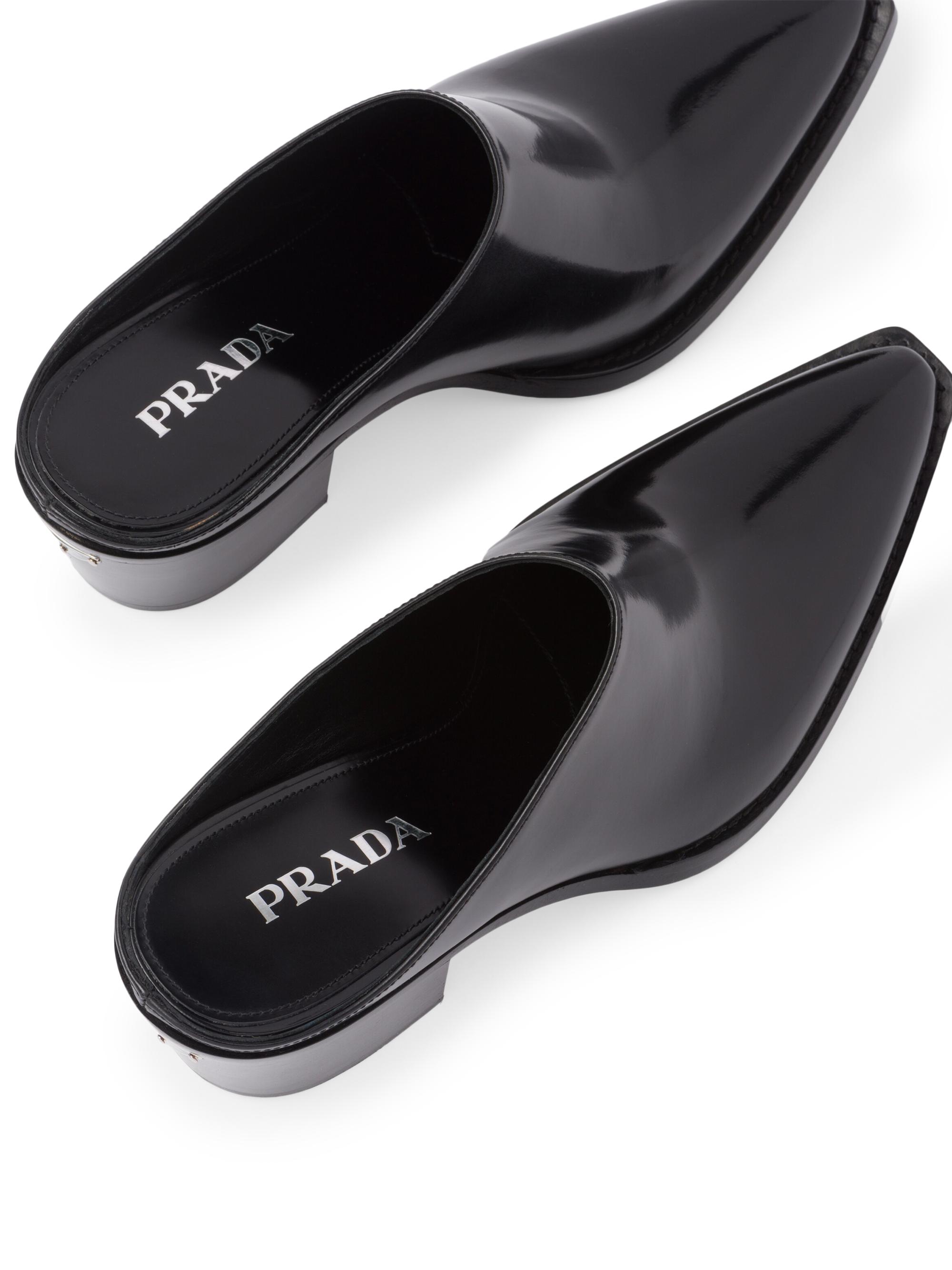Prada Brushed Leather Mules | Saks Fifth Avenue