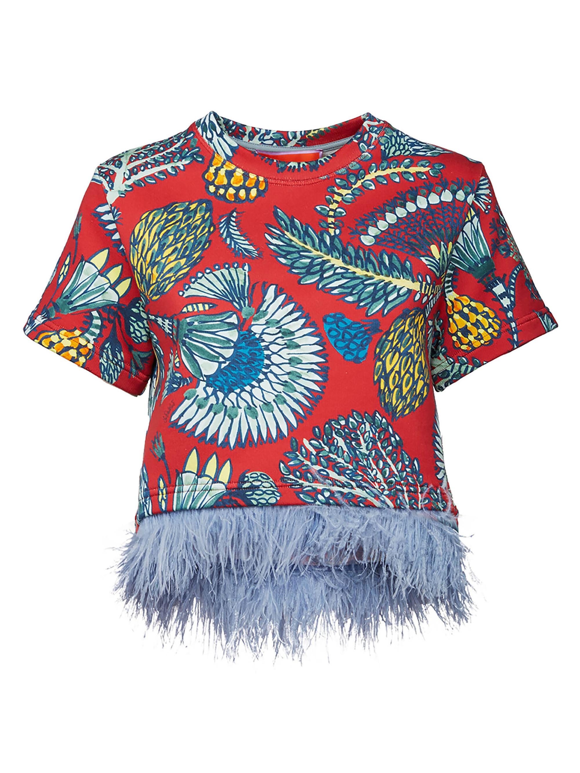 La DoubleJ Women's La Scala Tee with Feathers - Sicomore Red