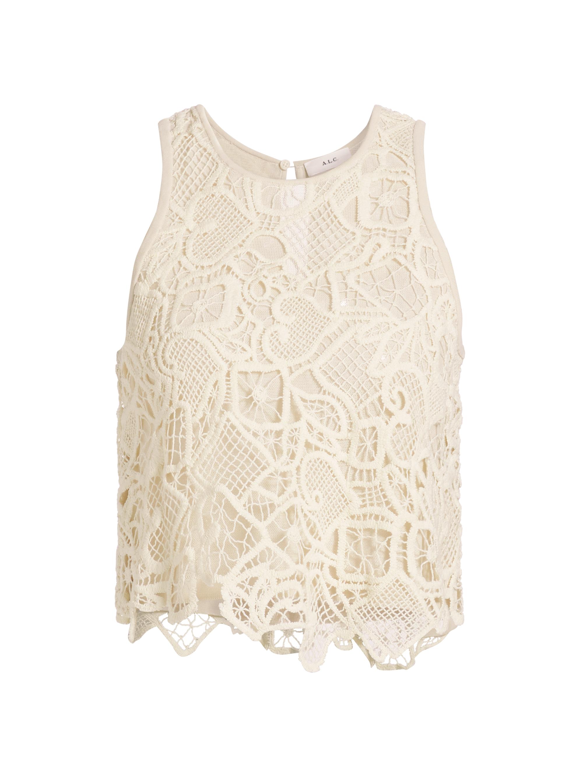A.L.C. Women's Lena Geometric Lace Cotton Tank Top - Warm White