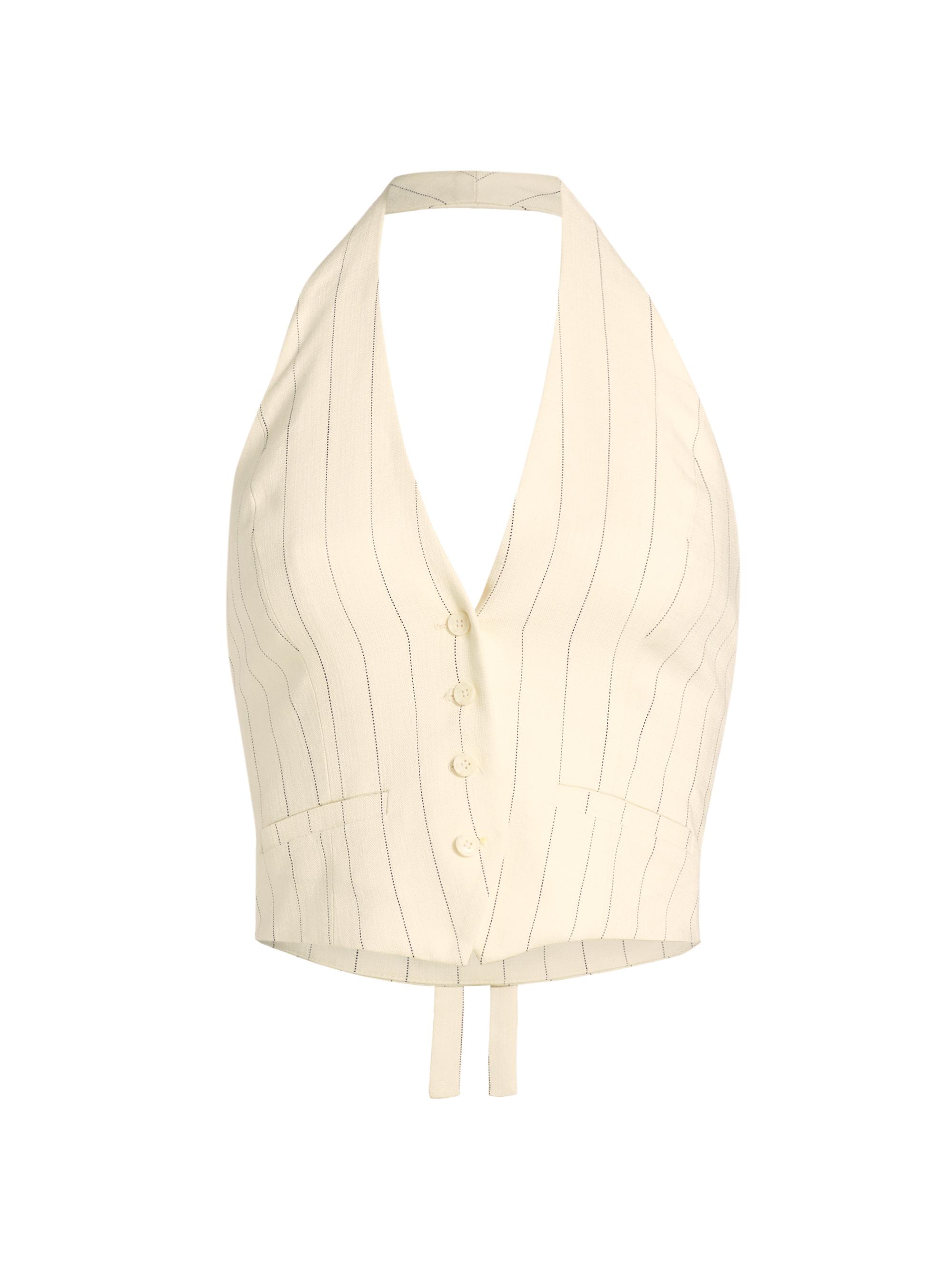 A.L.C. Women's Woodson Vest Halter Top - Cream Black Stripe