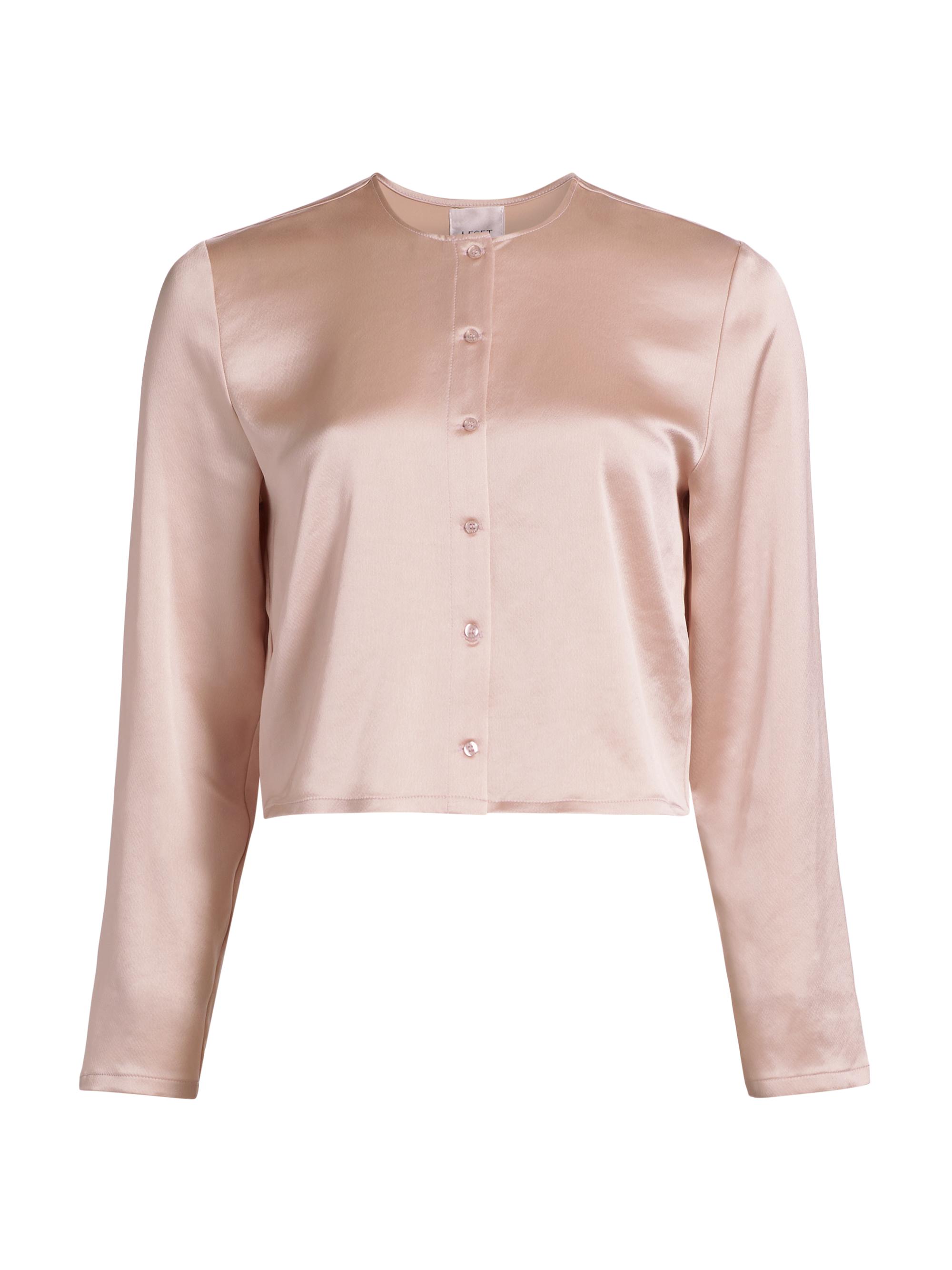 Leset Women's Barb Satin Crewneck Cardigan - Watercress