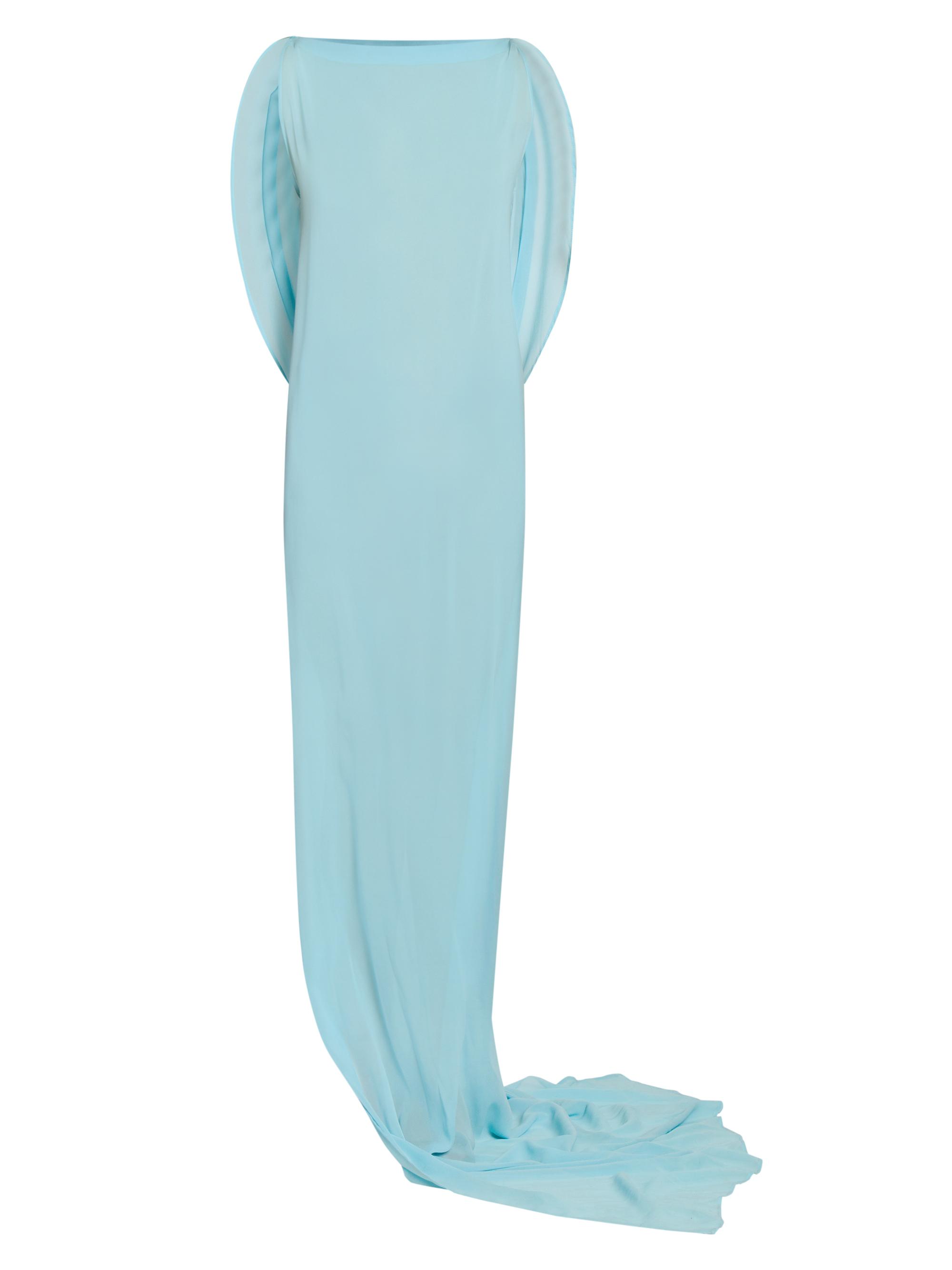 Jacquemus Women's Ameno Silk Semi-Sheer Train Gown - Light Turquoise