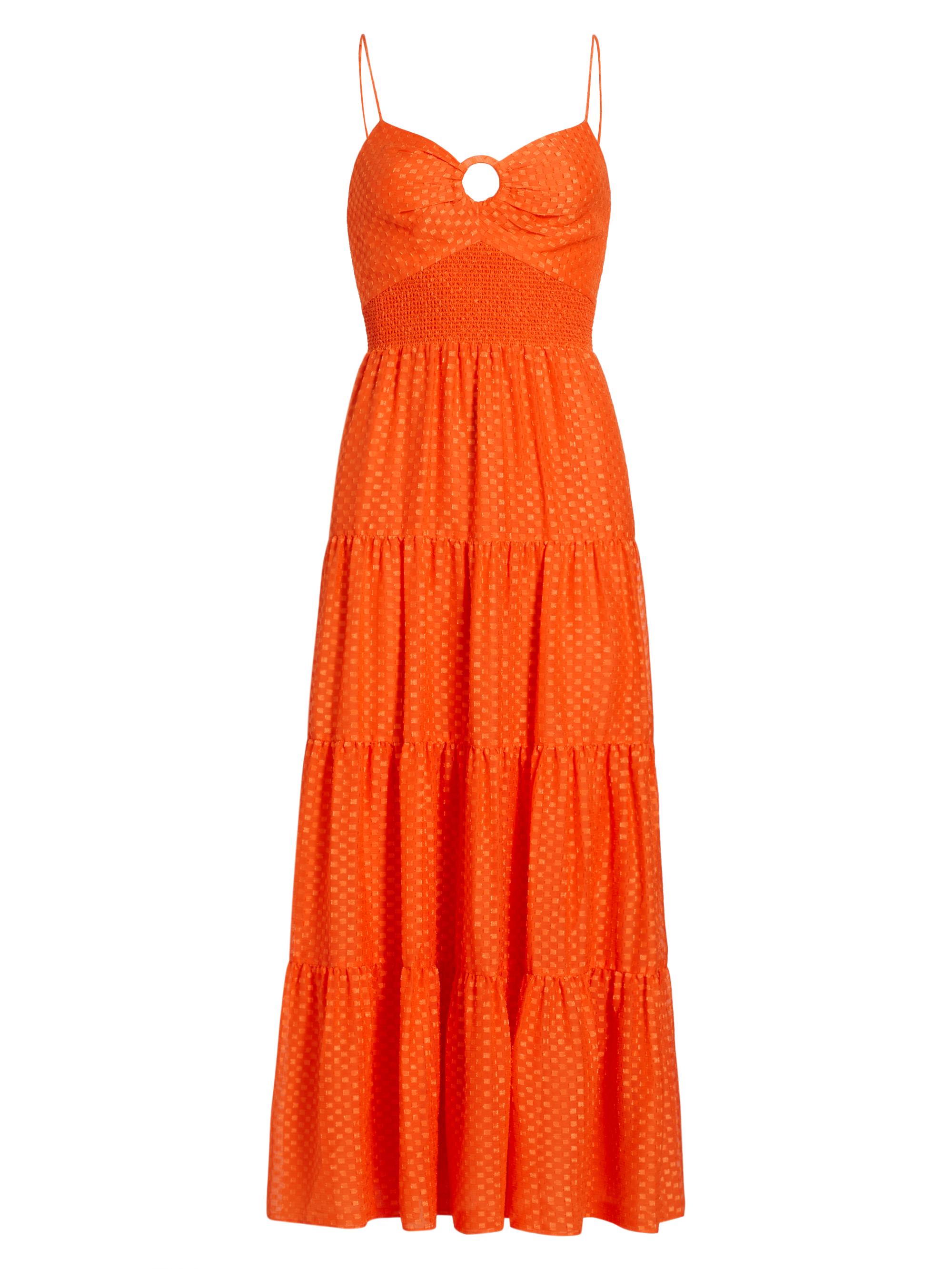 Alice + Olivia Women's Clea O-Ring Tiered Midi Dress - Light Mango