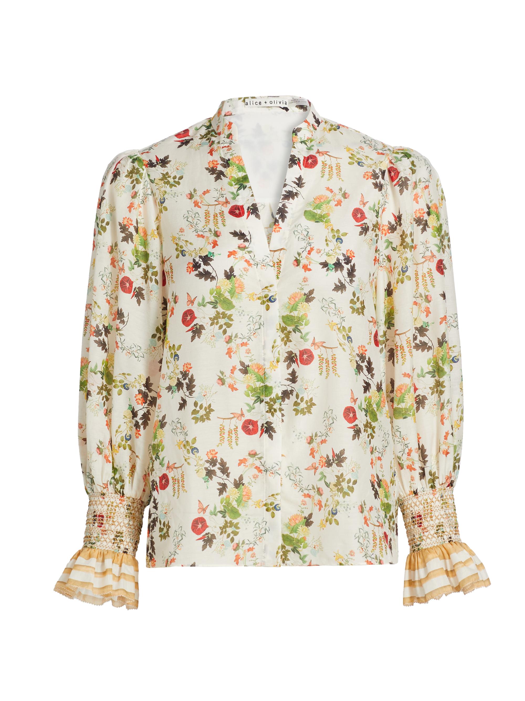 Alice + Olivia Women's Ilan Cotton-Silk Voile Button-Front Blouse - Blush Kiss Vanilla