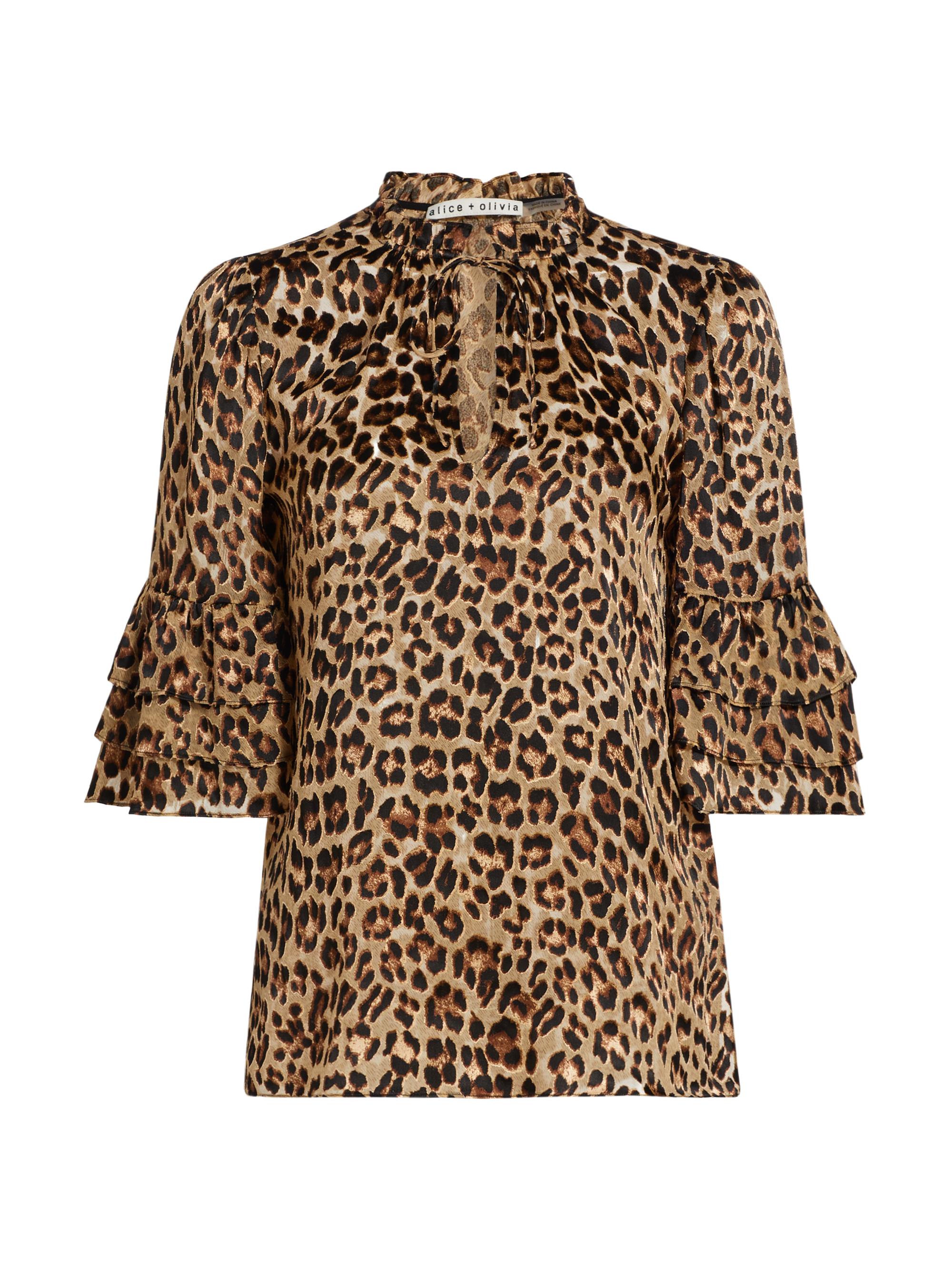 Alice + Olivia Women's Julius Leopard Ruffled Top - Leopard Love