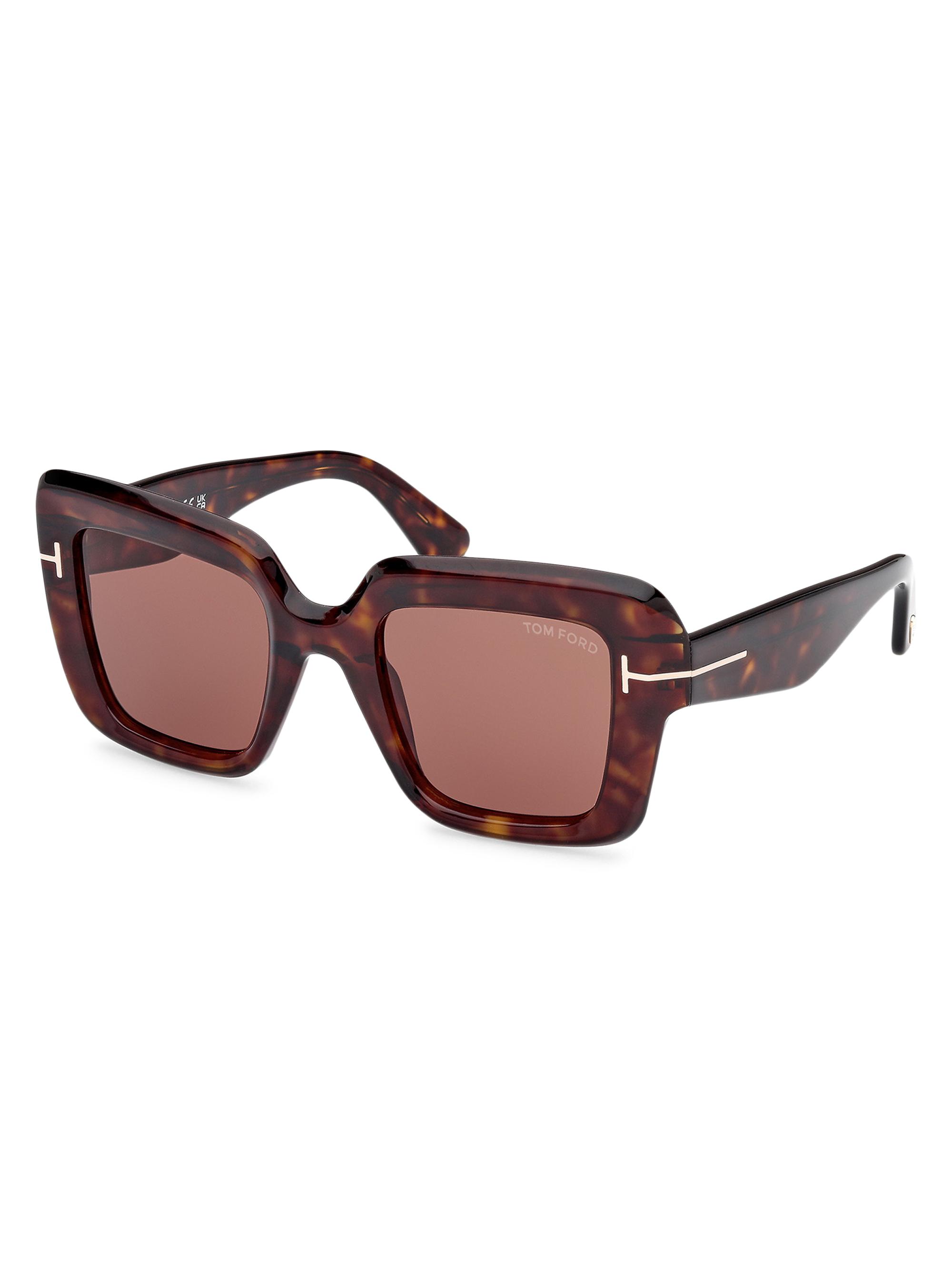 TOM FORD Women's Esme 50MM Square Sunglasses - Classic Havana Brown