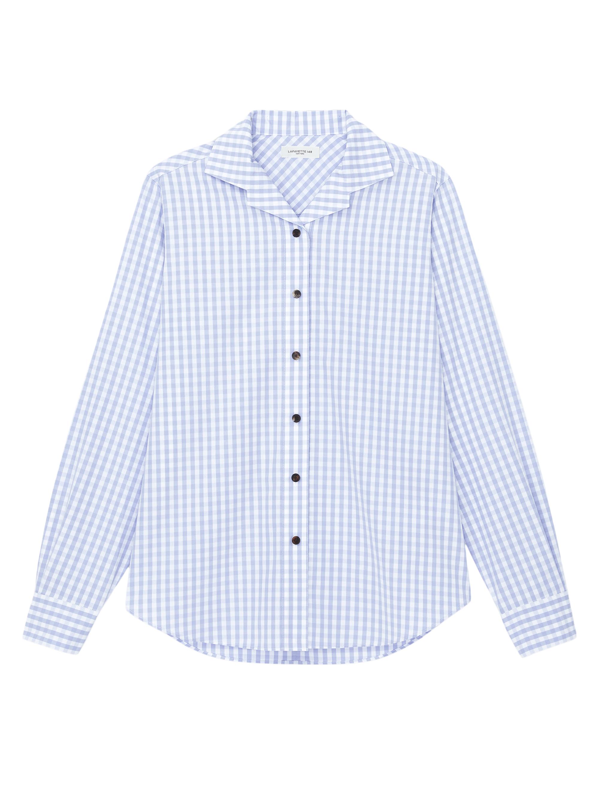 Lafayette 148 New York Women's Gingham Cotton Poplin Blouse - Wild Bluet Multi