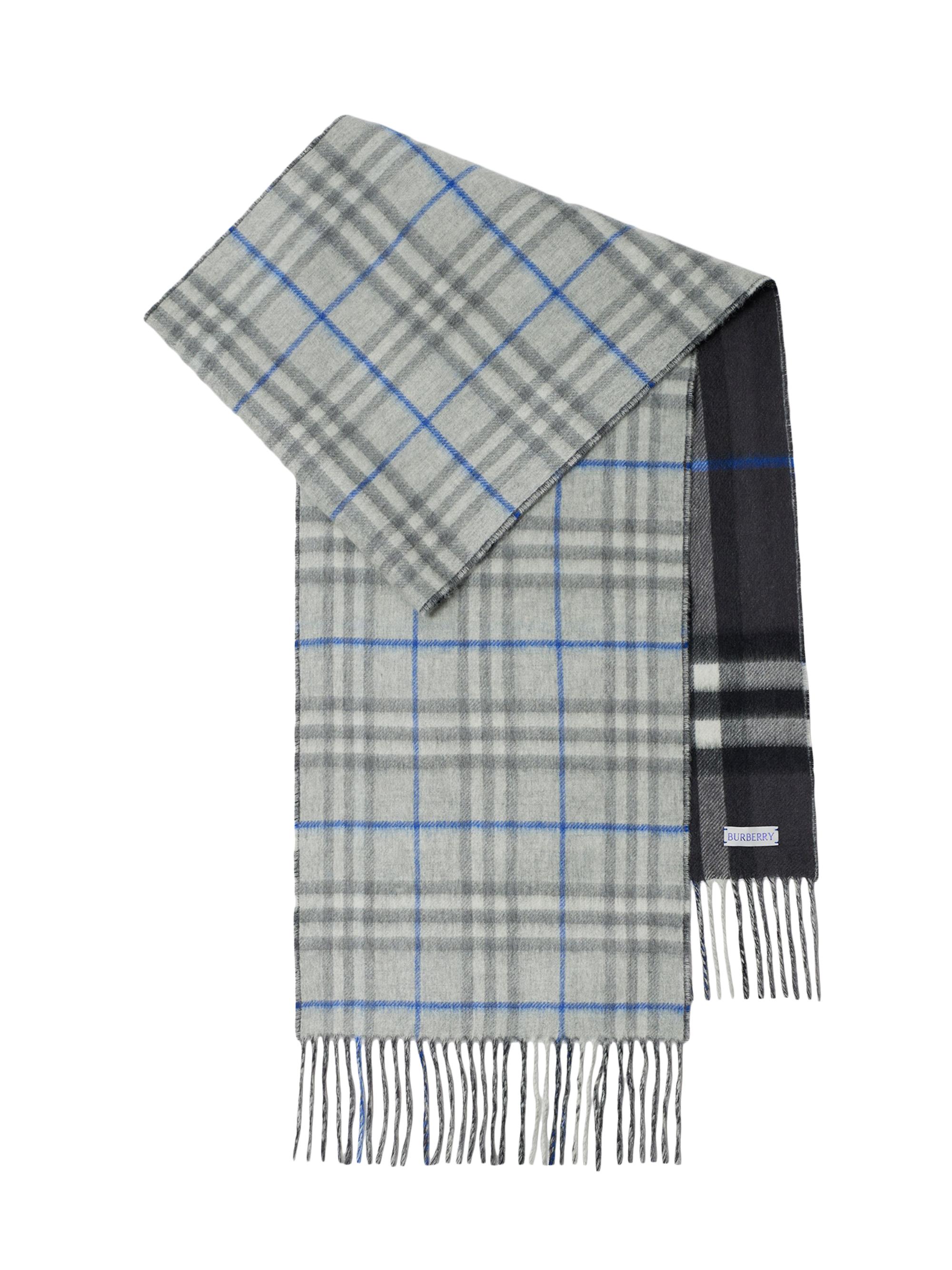 Burberry Men's Reversible Check Cashmere Scarf - Grey Black
