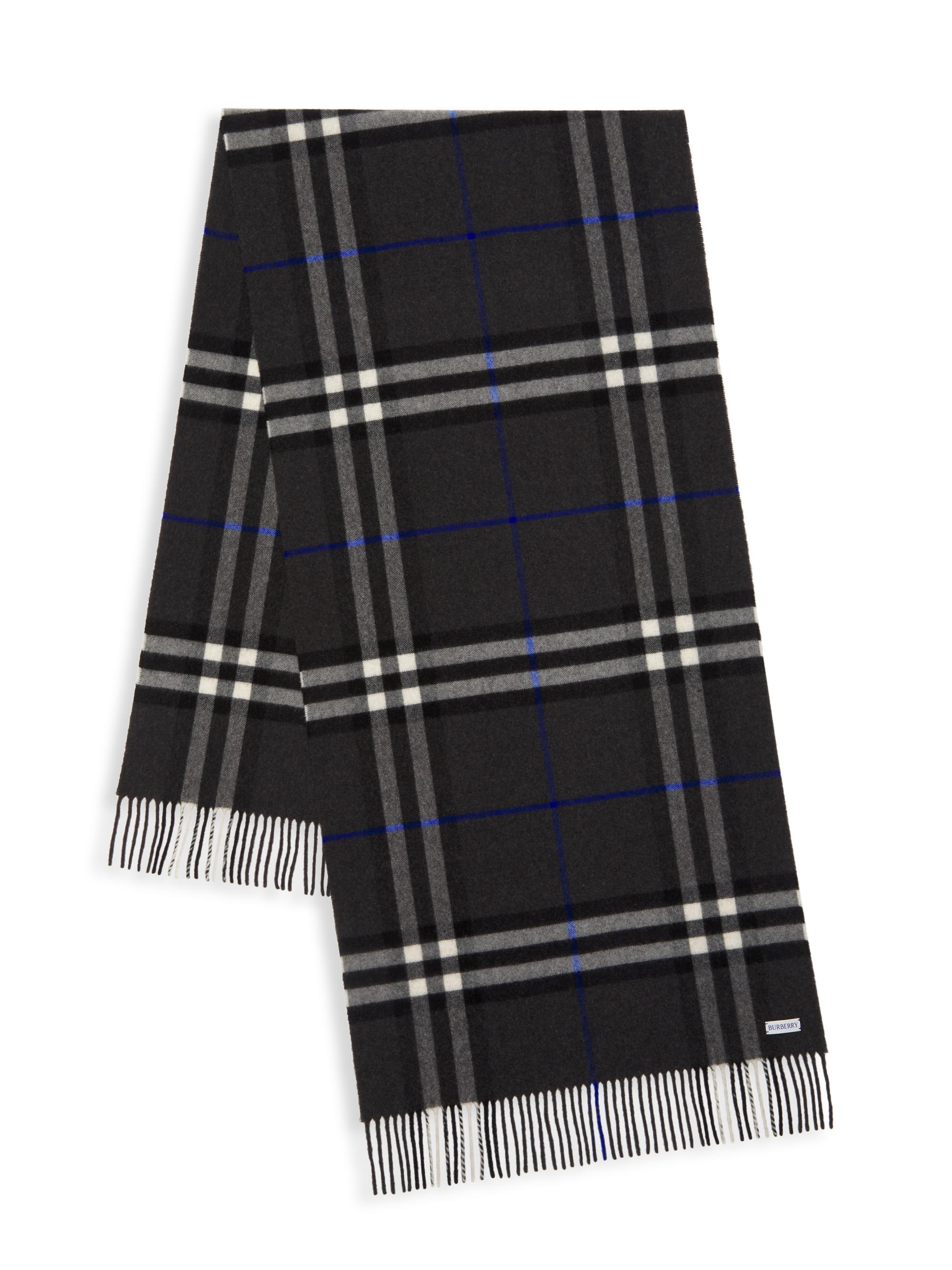 Burberry Men's Wide Check Cashmere Scarf - Dark Charcoal