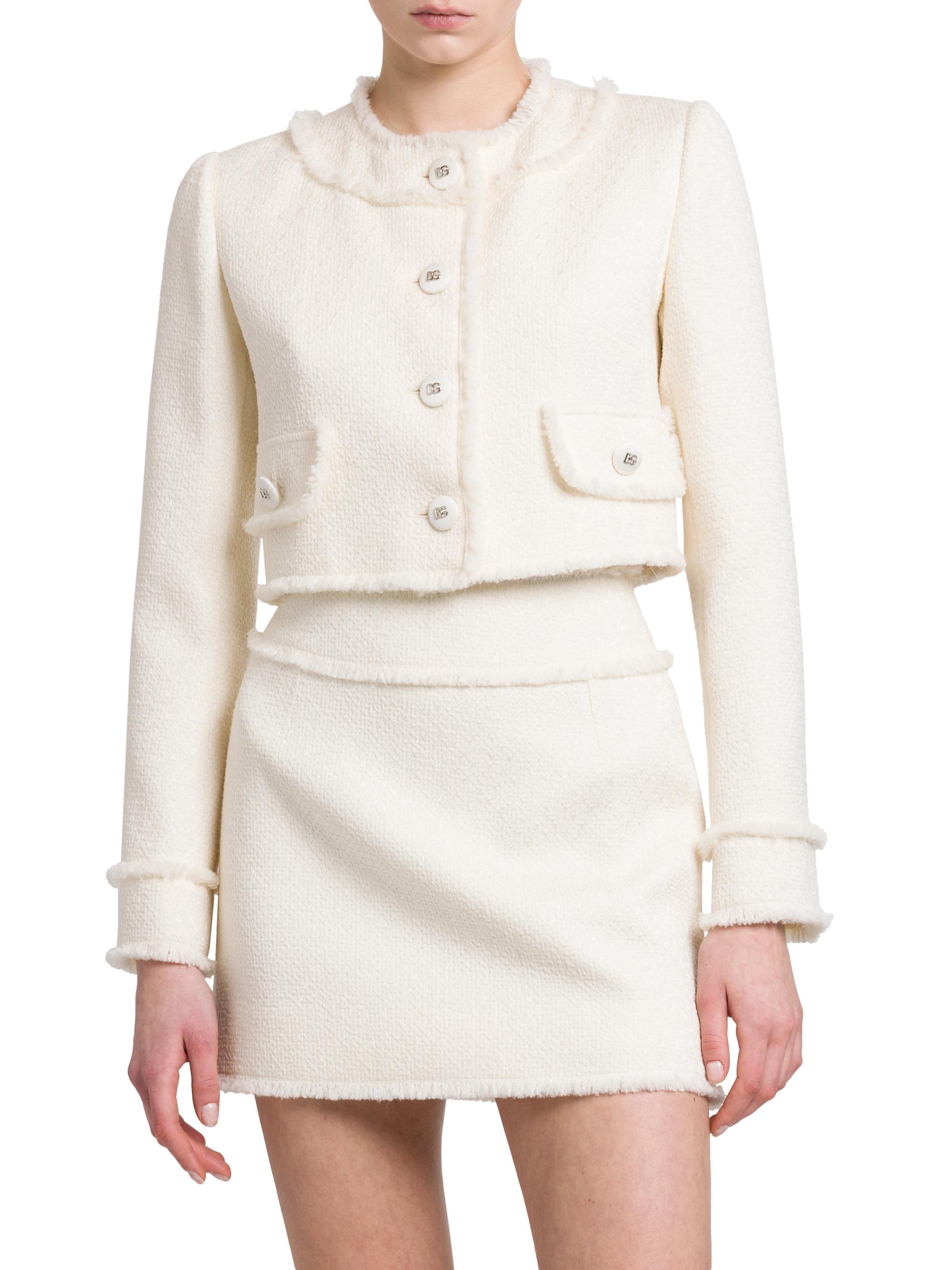 Dolce&Gabbana Wool-Blend Tweed Cropped Jacket | Saks Fifth Avenue