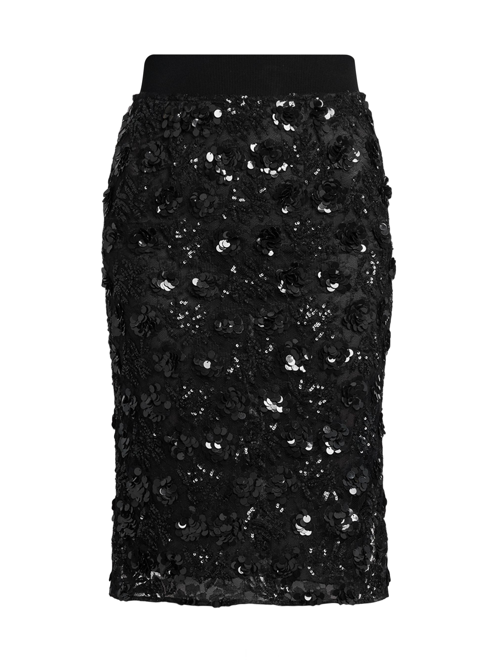 Dolce & Gabbana Women's Floral Paillette Midi-Skirt - Nero