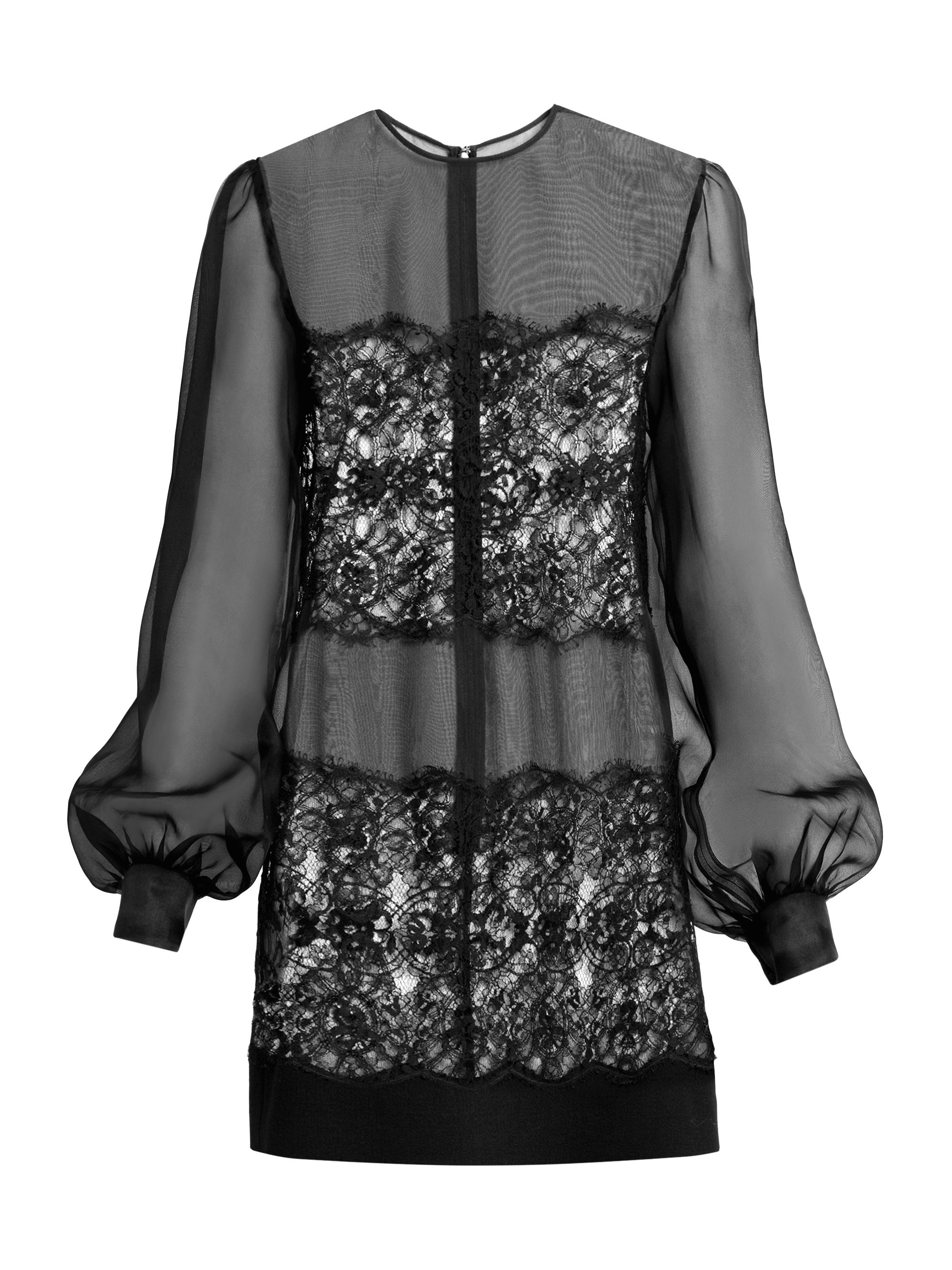 Dolce & Gabbana Women's Organza Lace-Panel Minidress - Nero