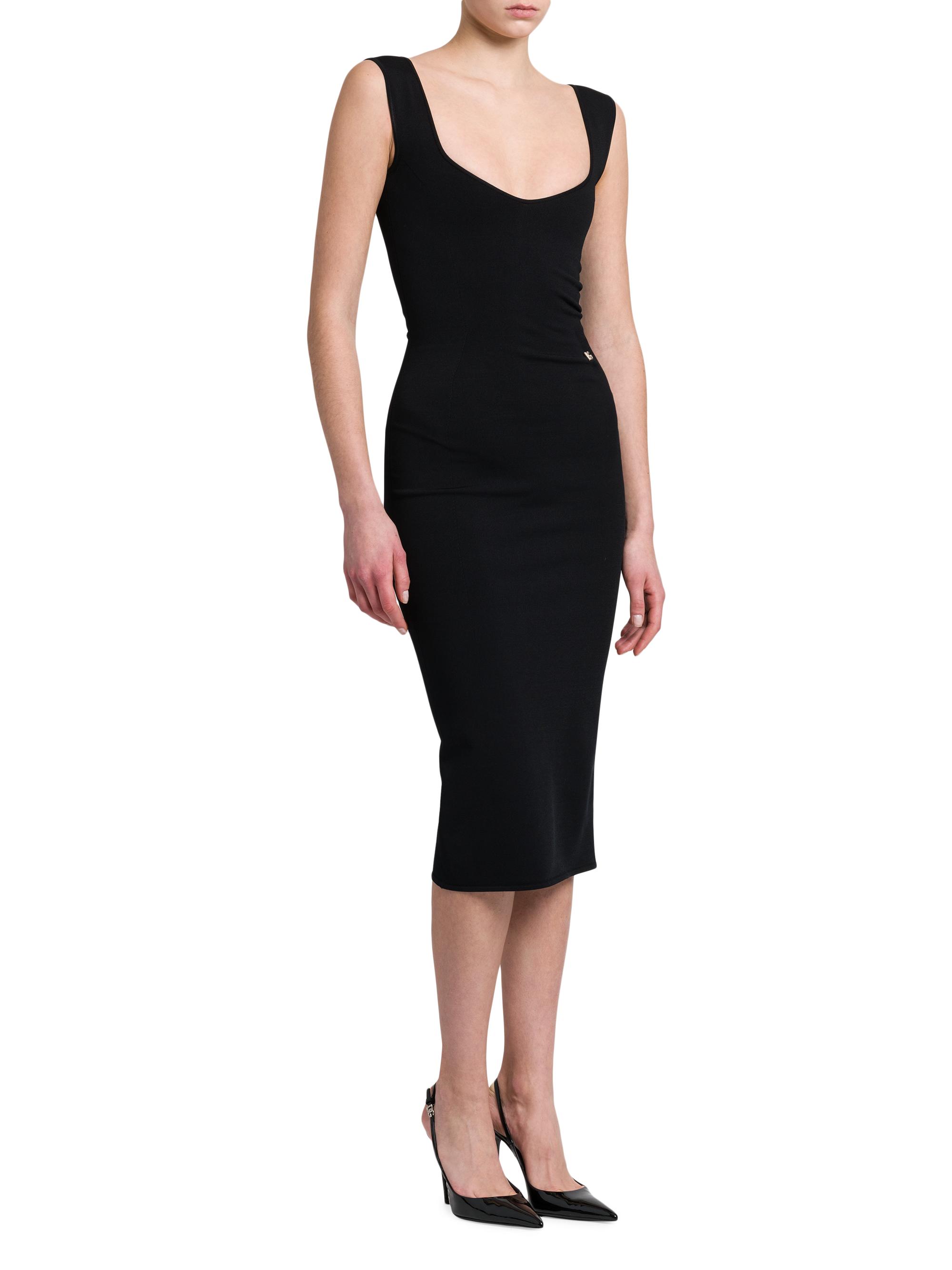 Dolce & Gabbana Black Square Neck Sleeveless Midi Dress