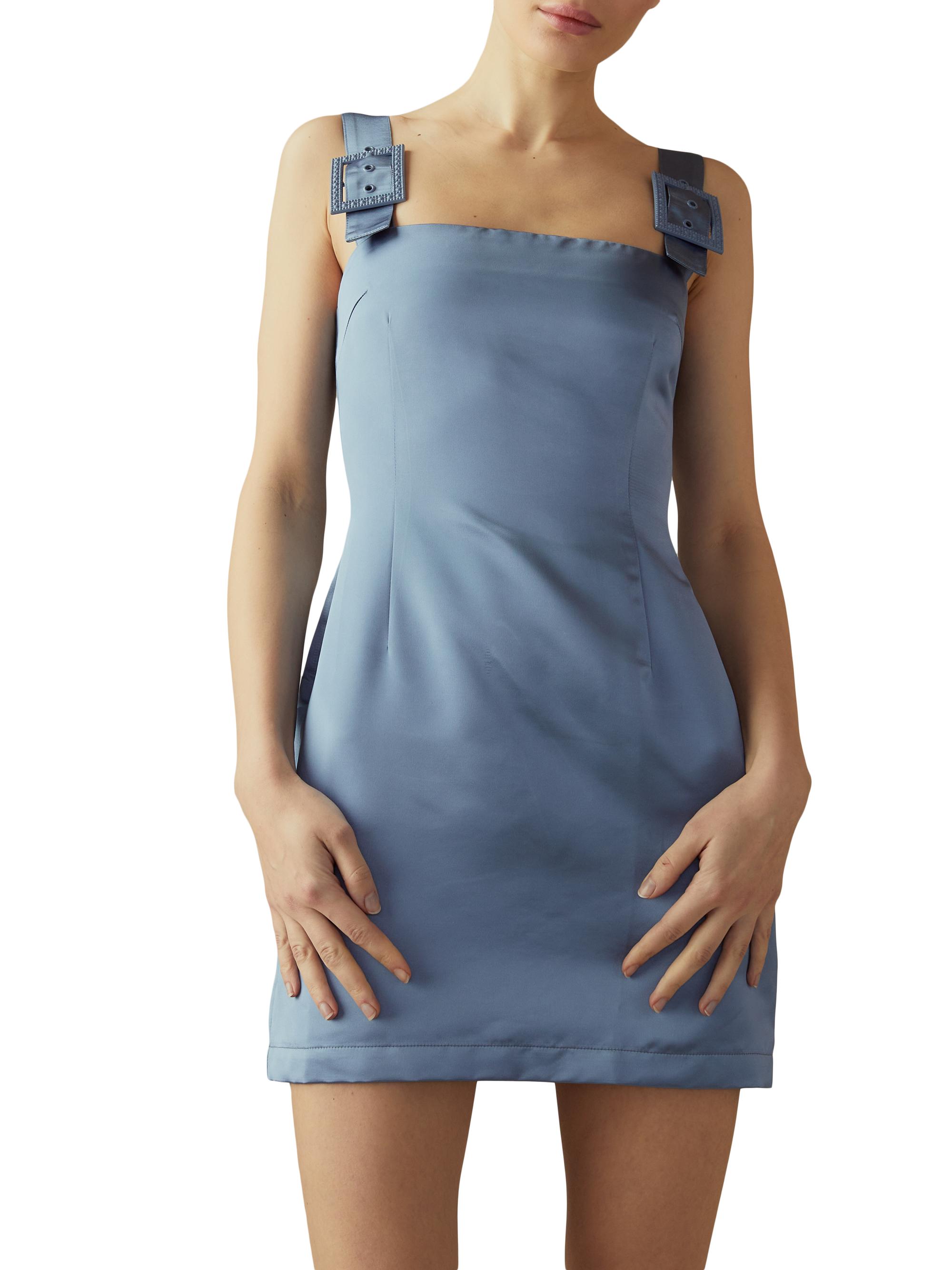 Cynthia Rowley Women's Satin Crystal-Buckle Straps Minidress - Gray