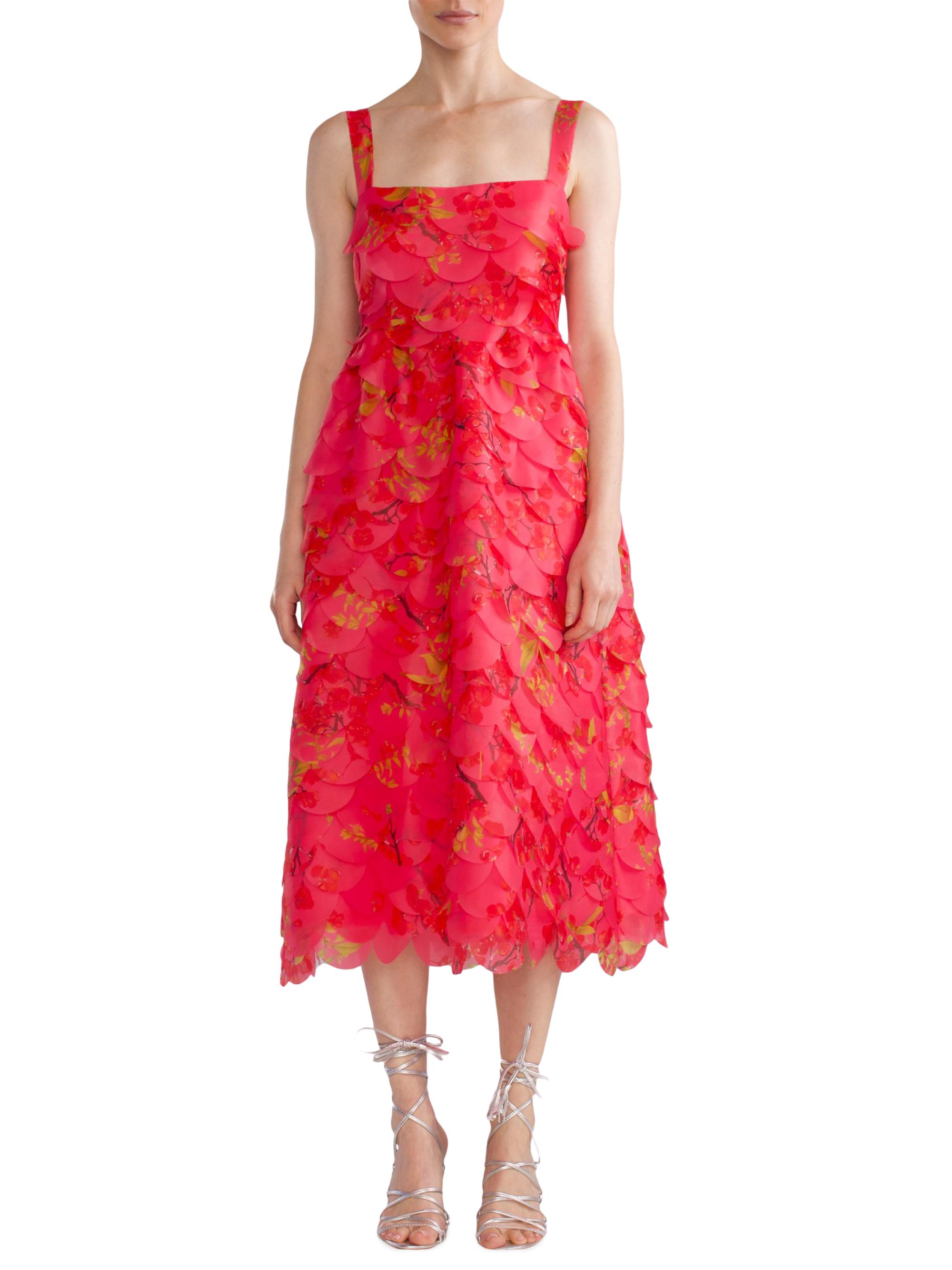 Cynthia Rowley Floral Organza Scallop Midi-Dress | Saks Fifth Avenue