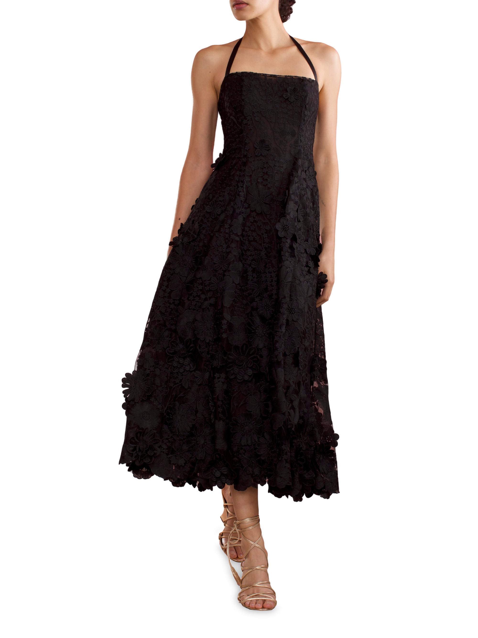 Cynthia Rowley Women's Lace Halter Midi-Dress - Black