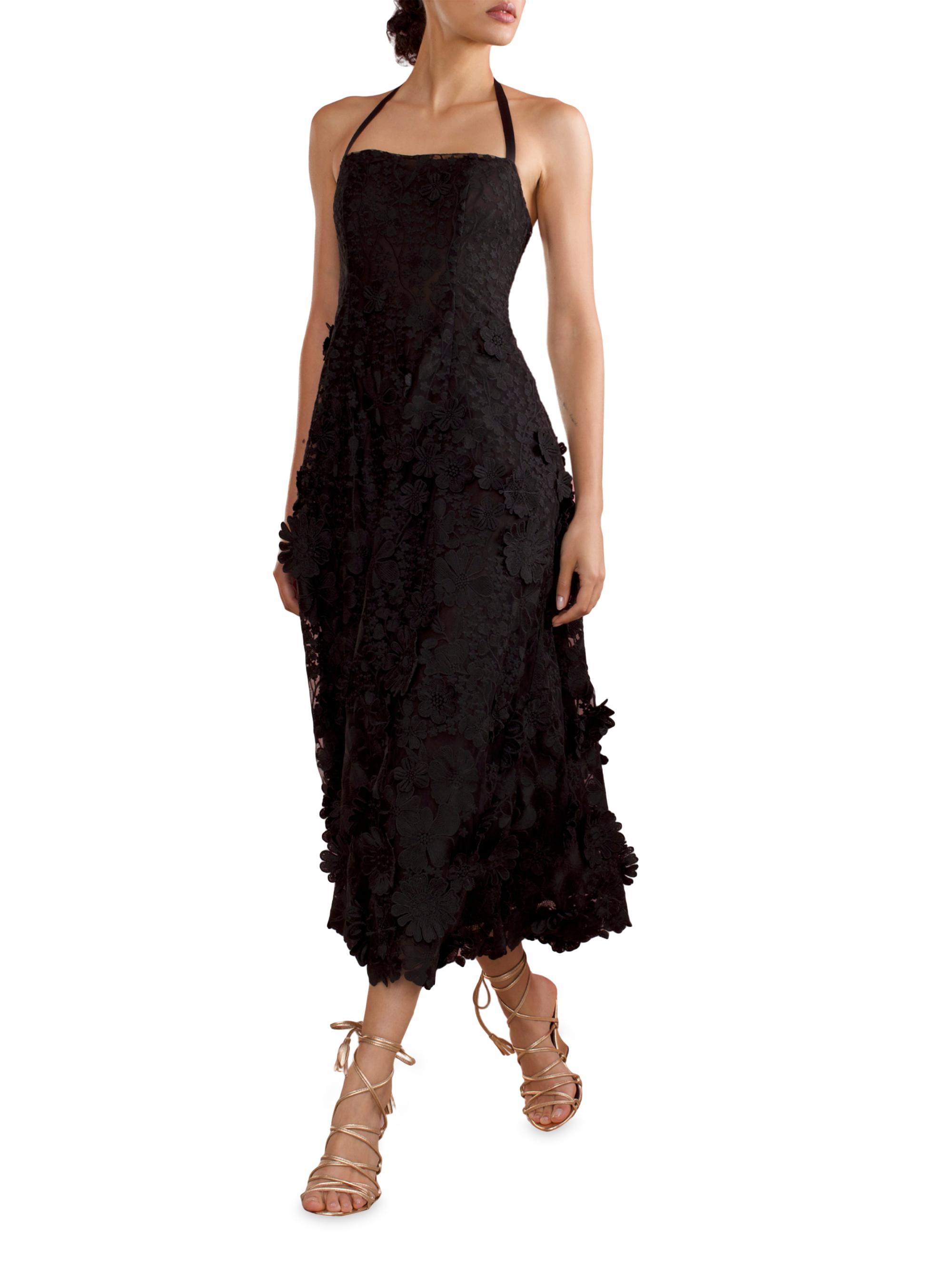 knee length dresses for ladies Halter Tiered Lace Midi Dress – bebe main image 0