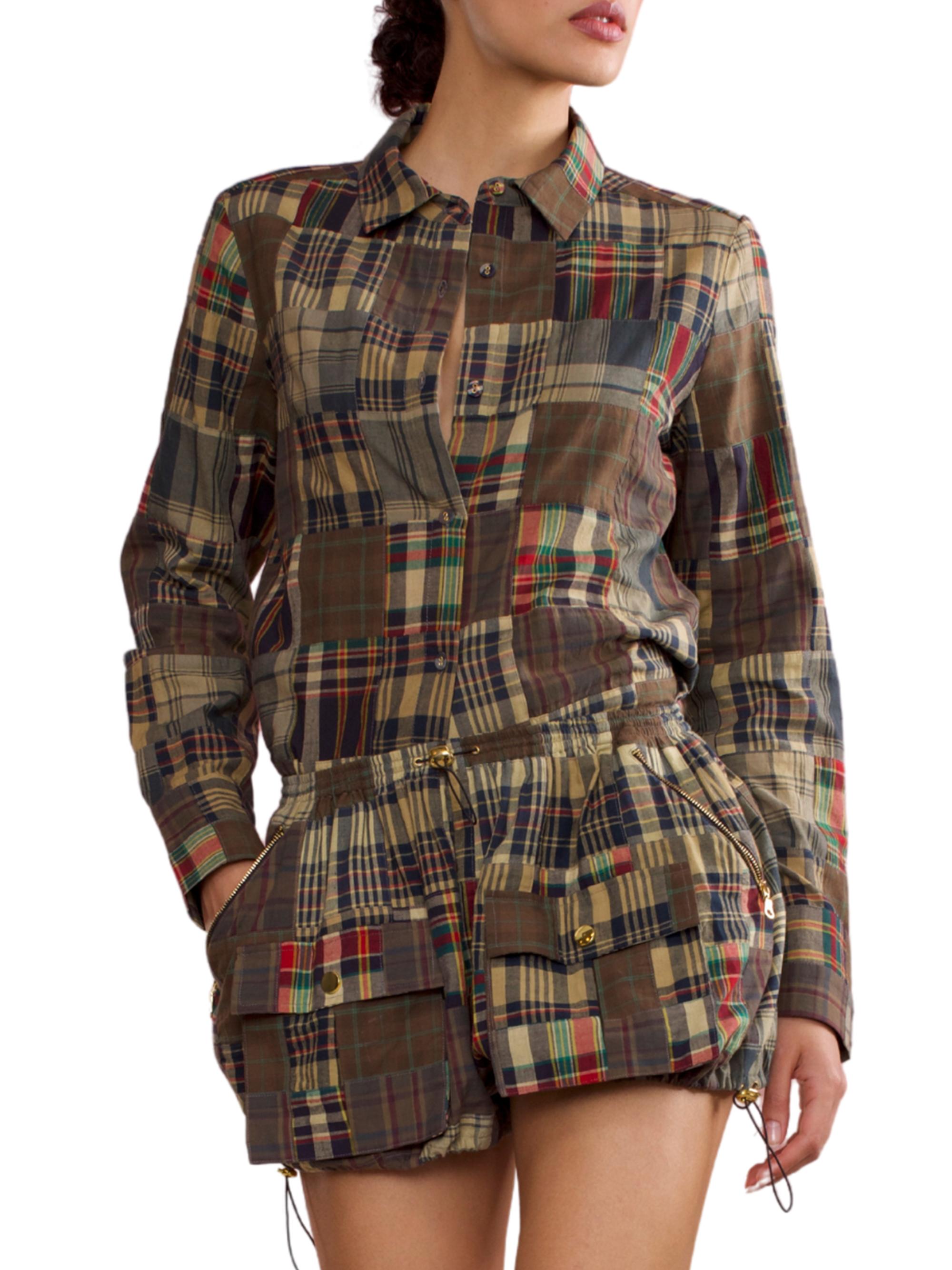 Cynthia Rowley Women's Madras Patchwork Button-Front Shirt - Plaid