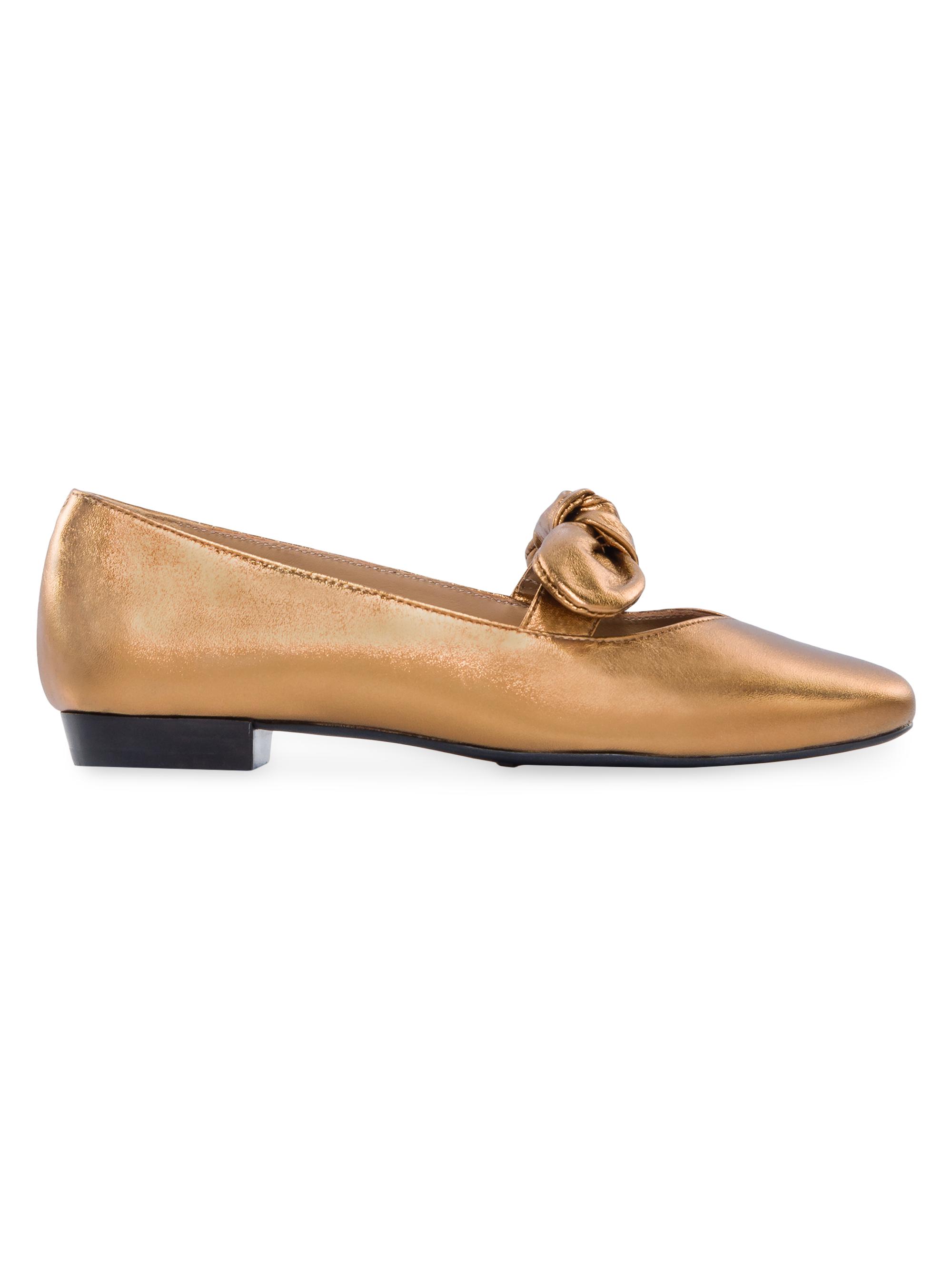Bernardo Women's Emersyn Metallic Leather Bow Flats - Bronze