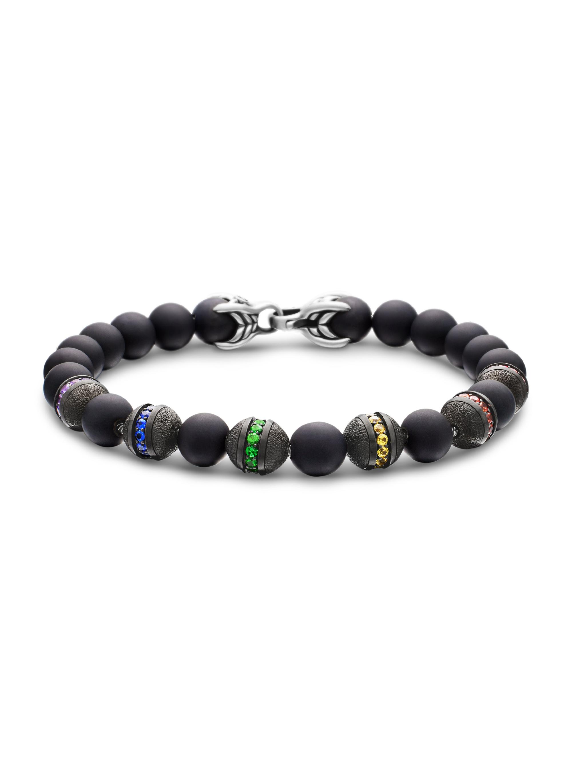 David Yurman Men's Spiritual Beads Rainbow Bracelet in Sterling Silver - Sapphire