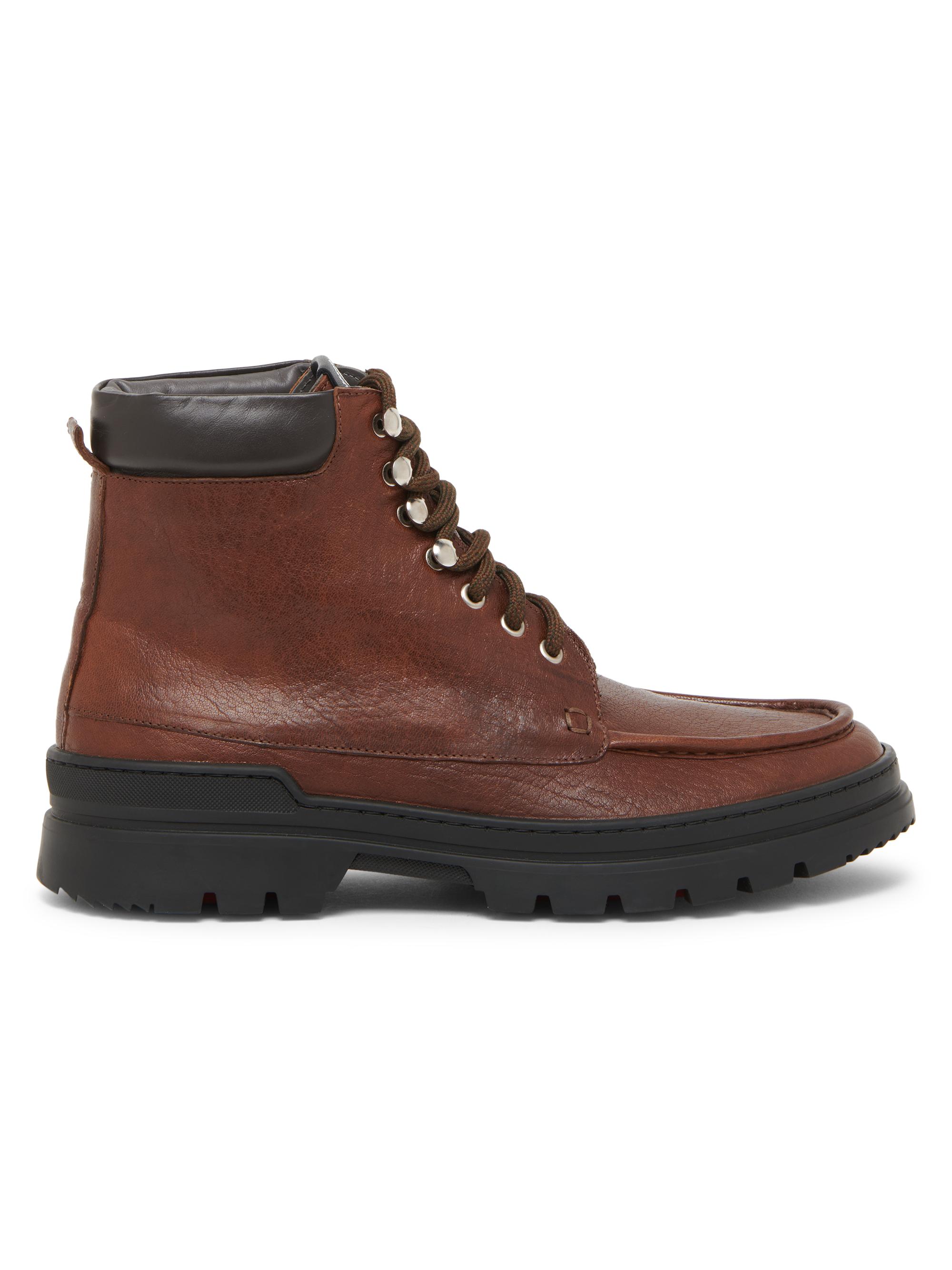 Pollini Men's Leather Ankle Boots - Dark Brown