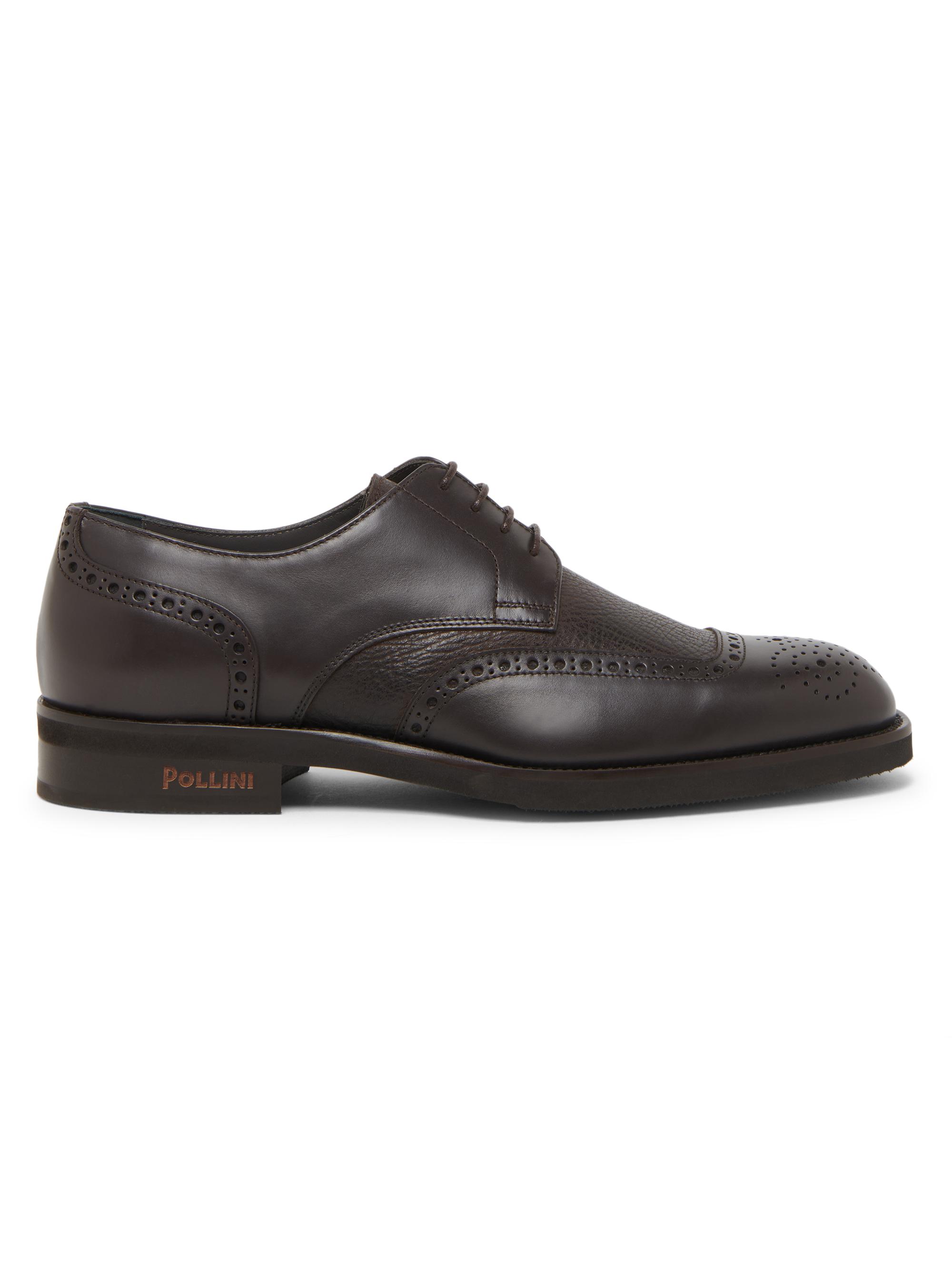Pollini Men's Perforated Leather Brogues - Dark Brown