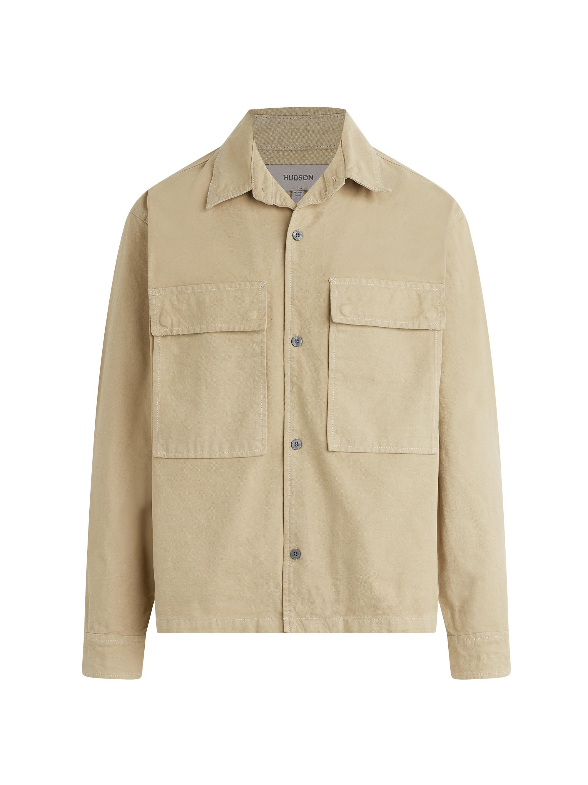 Hudson Jeans Men's Cotton Button-Front Shirt Jacket - Work Khaki