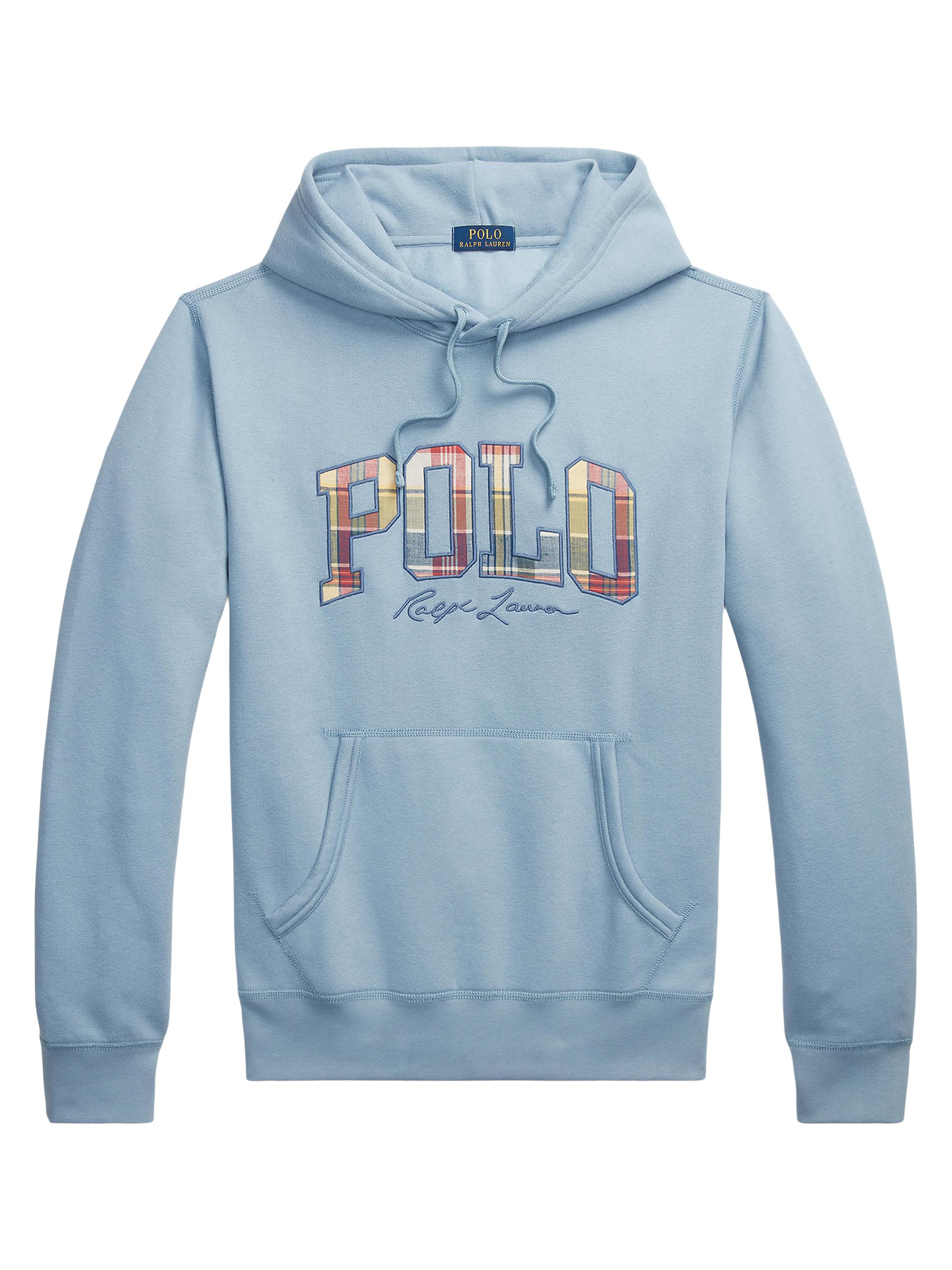 Polo Ralph Lauren Men's Plaid Logo Cotton-Blend Fleece Hoodie - Vessel Blue