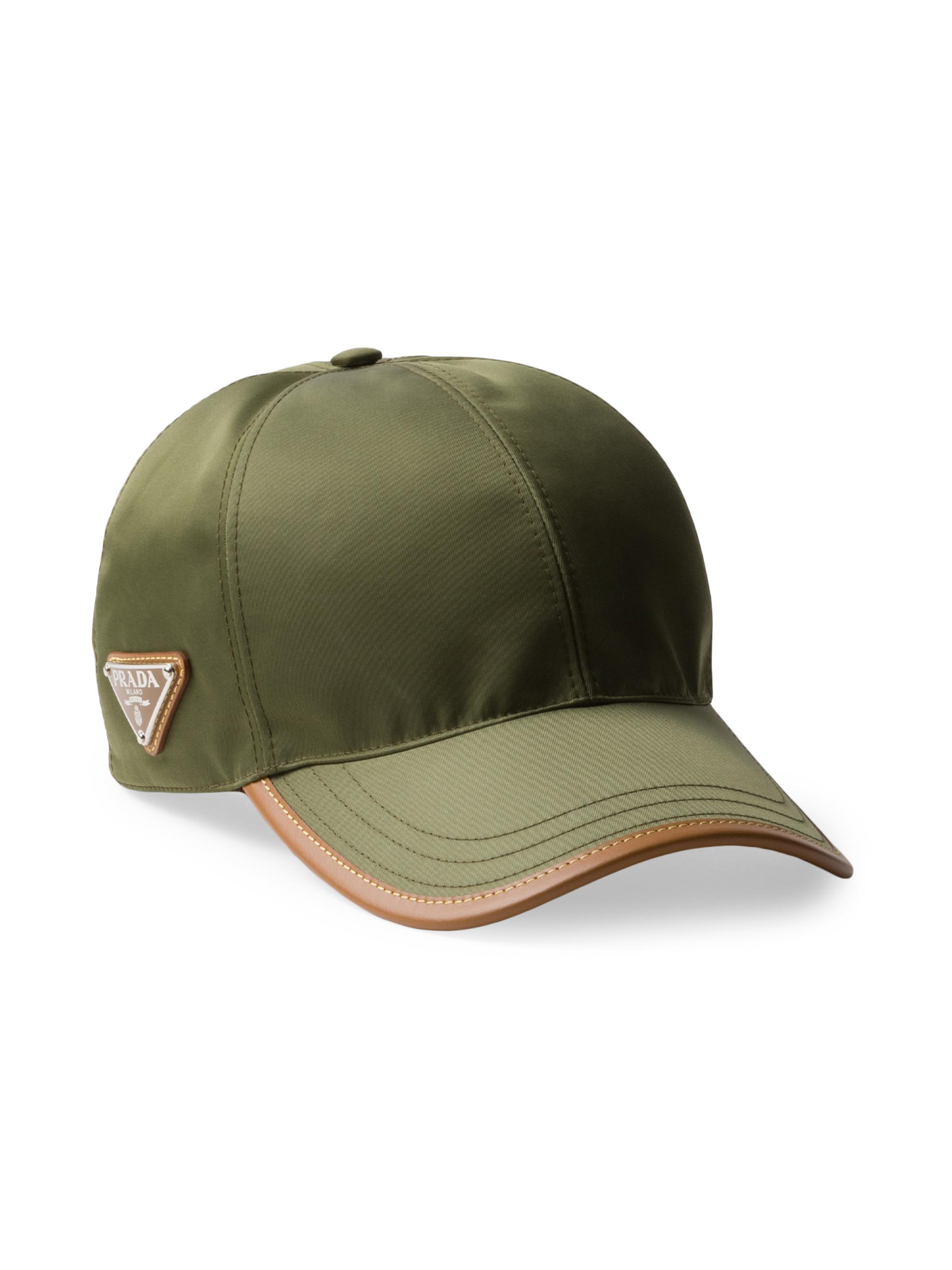 Prada Men's Re-Nylon And Leather Baseball Cap - Green