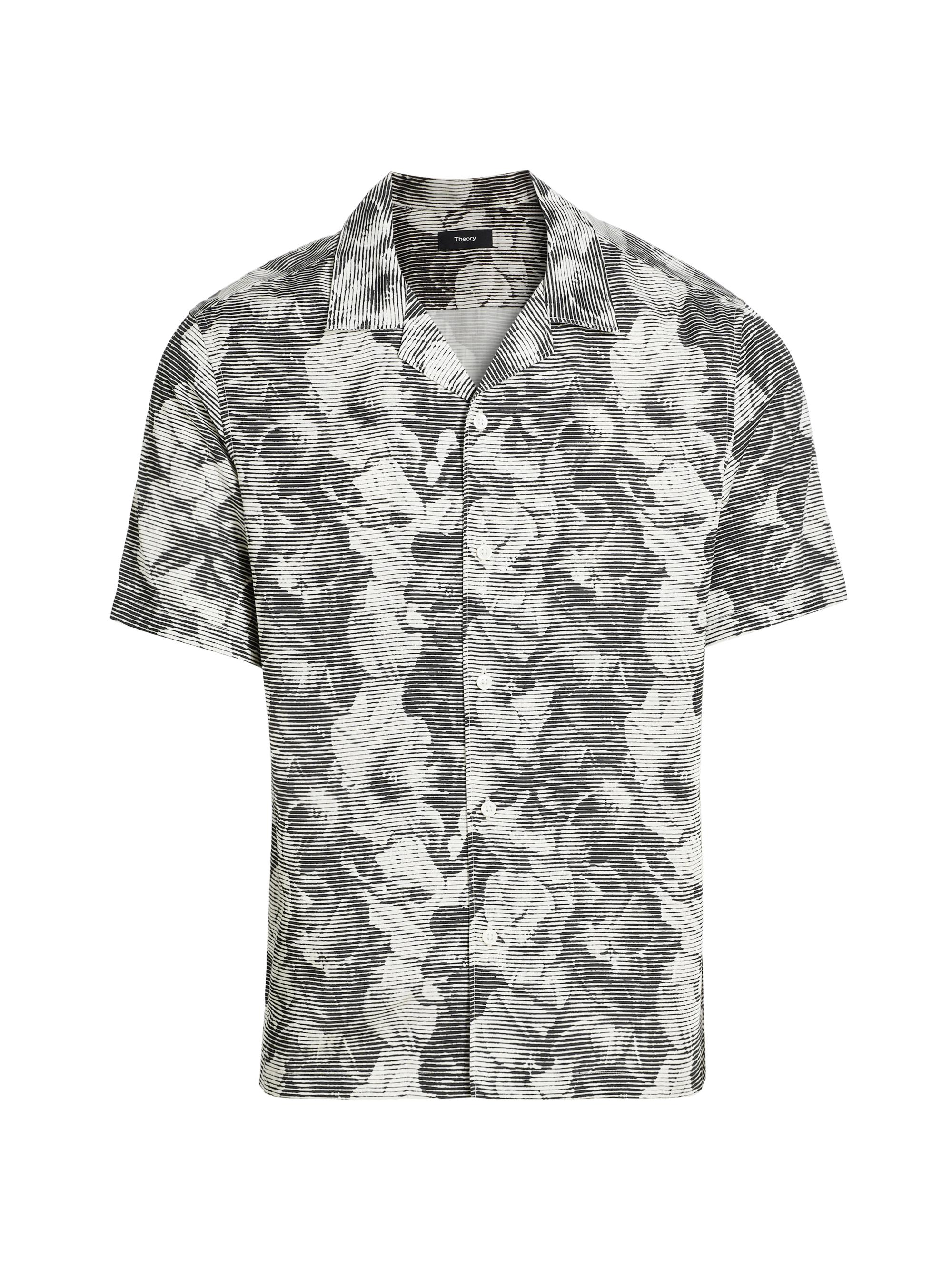 Theory Men's Irving Linear Floral Camp Shirt - Black Multi