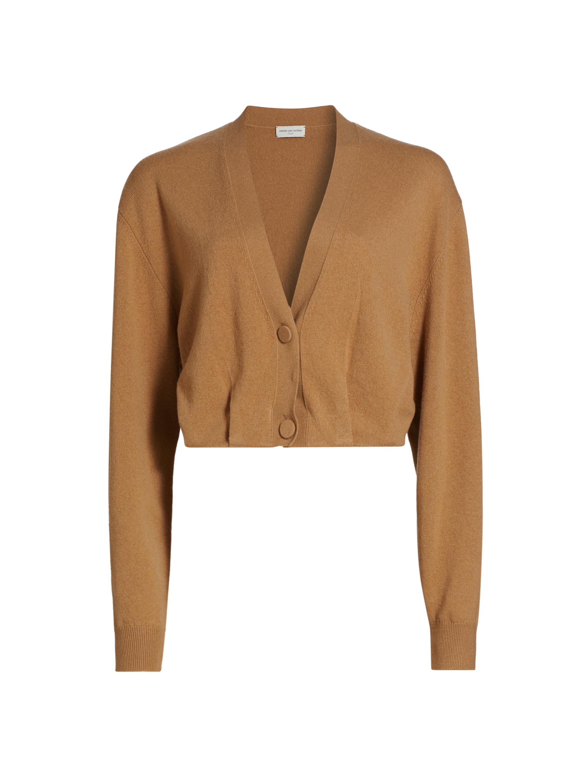 Dries Van Noten Women's Taiga Wool V-Neck Cardigan - Camel