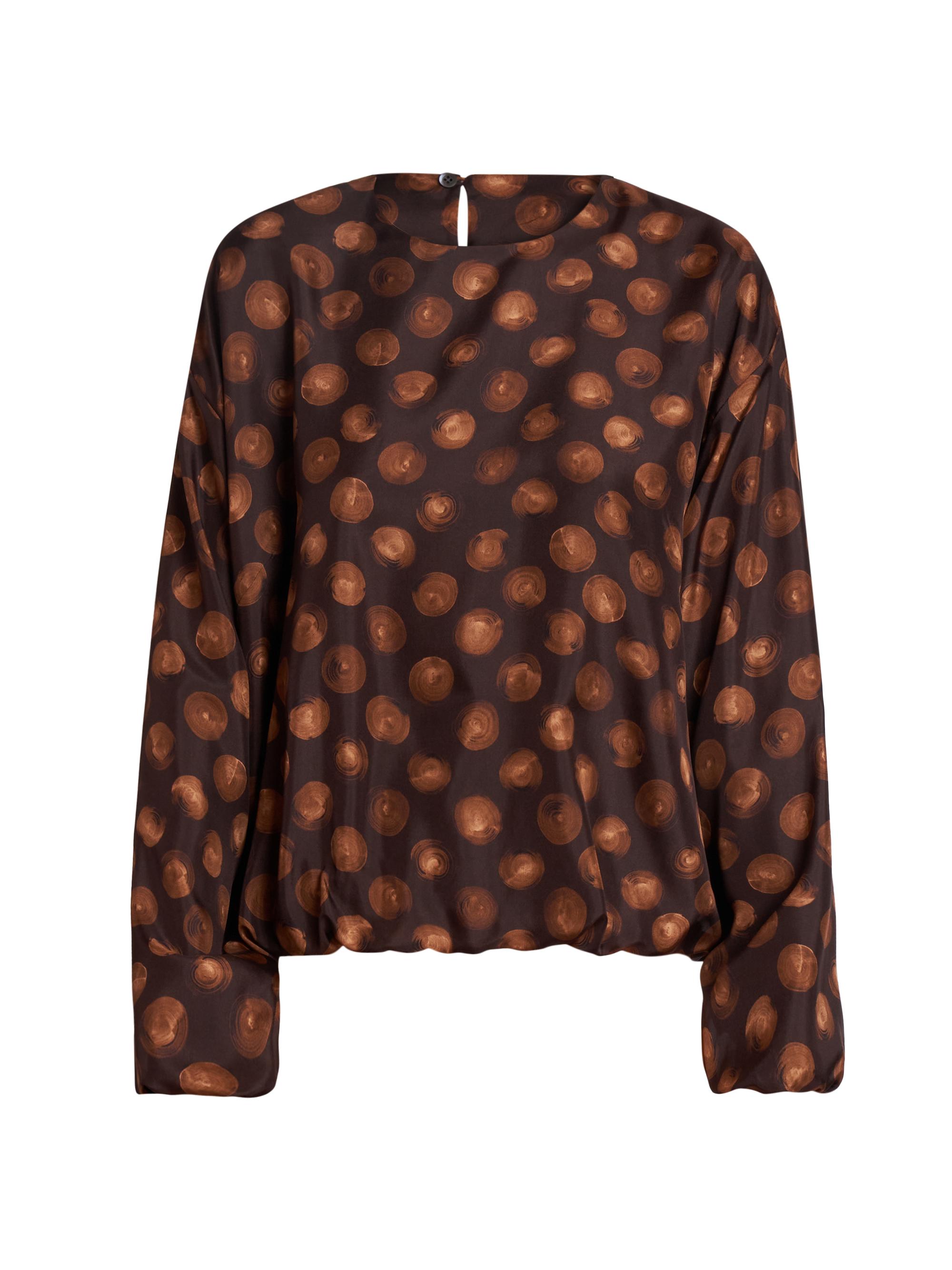 Dries Van Noten Women's Capo Contrast Dot Silk Bubble Pullover - Brown