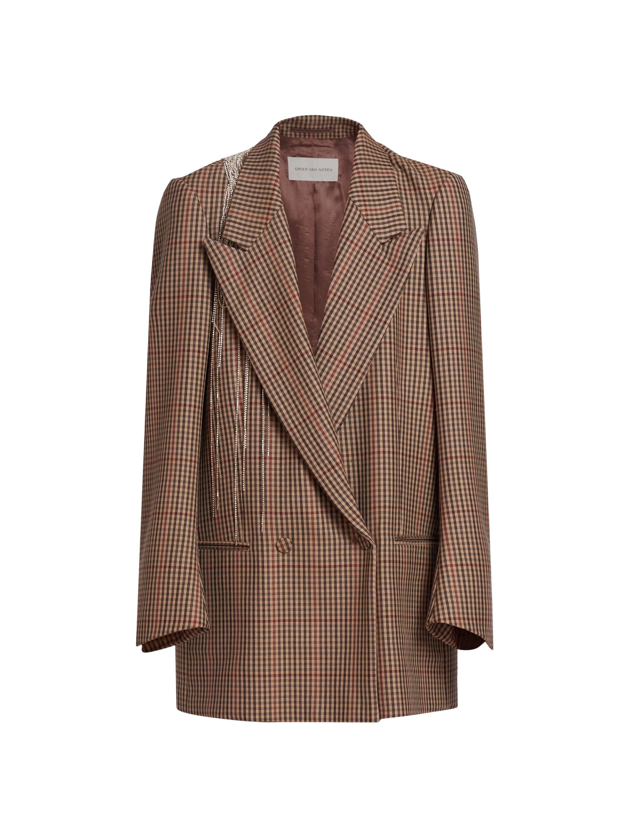 Dries Van Noten Blink Rhinestone Wool Double-Breasted Jacket