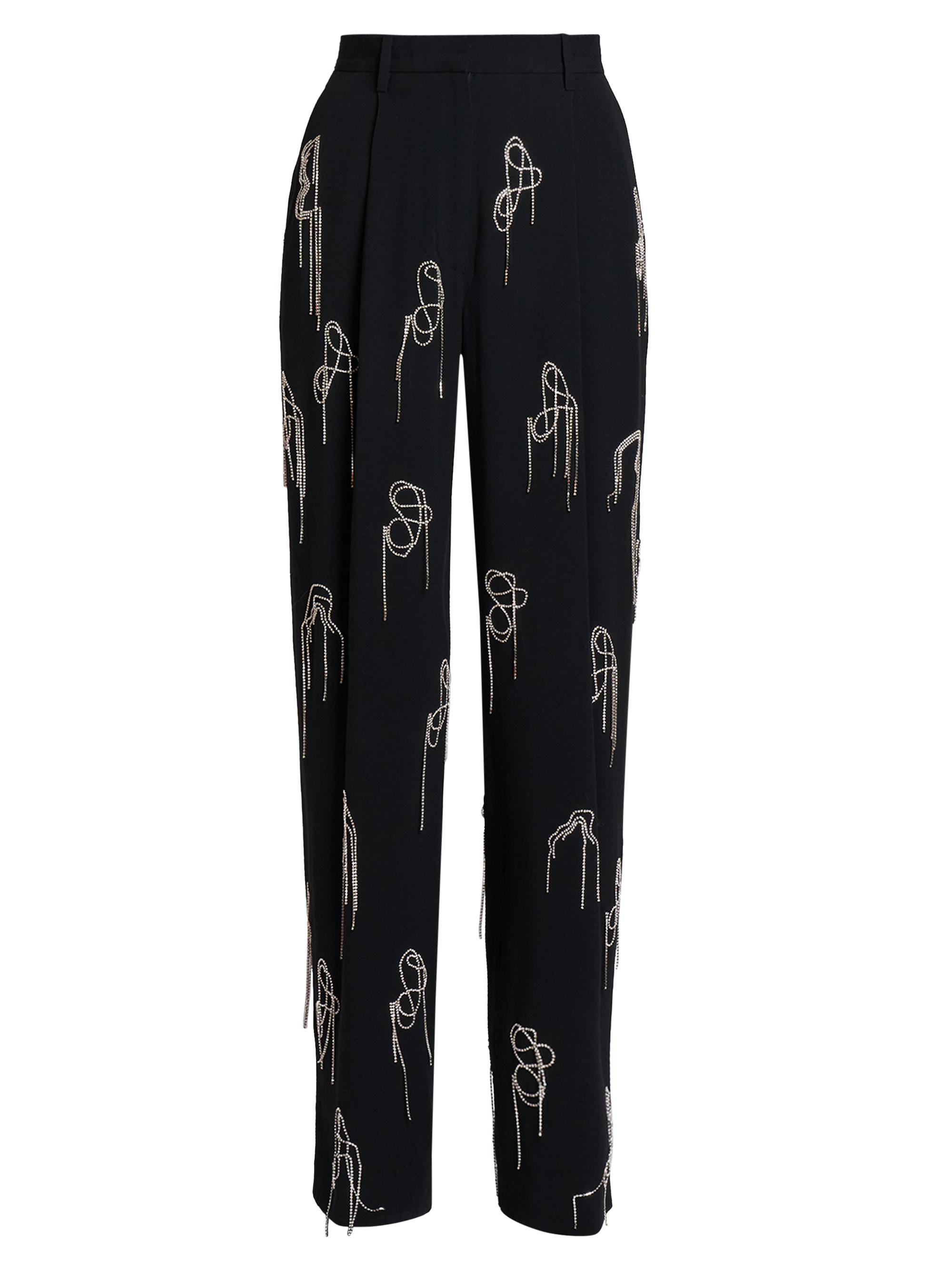 Dries Van Noten Women's Porter Rhinestone Pleated Pants - Black