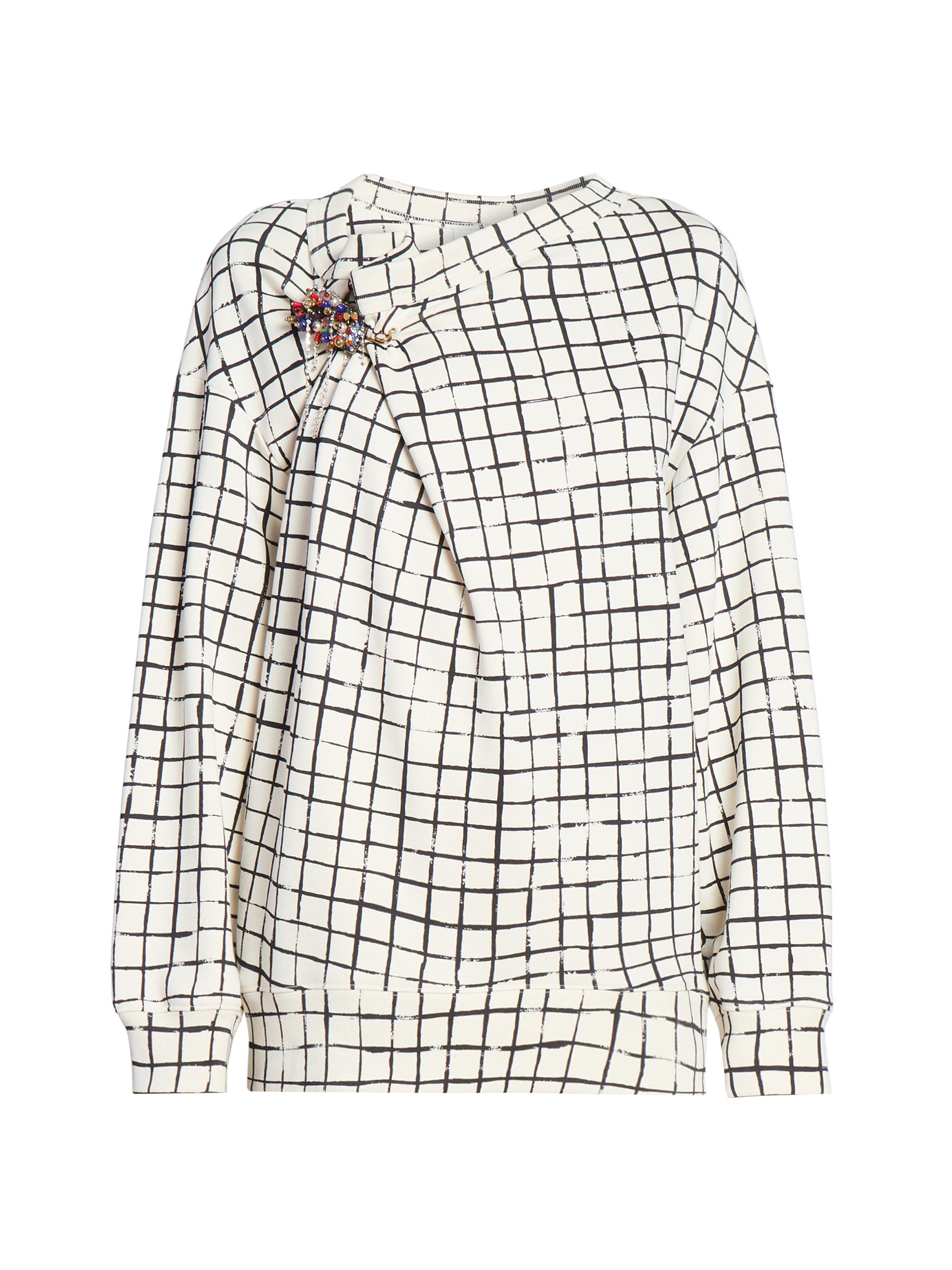 Dries Van Noten Hatties Grid Cotton Foldover Sweater | Saks Fifth