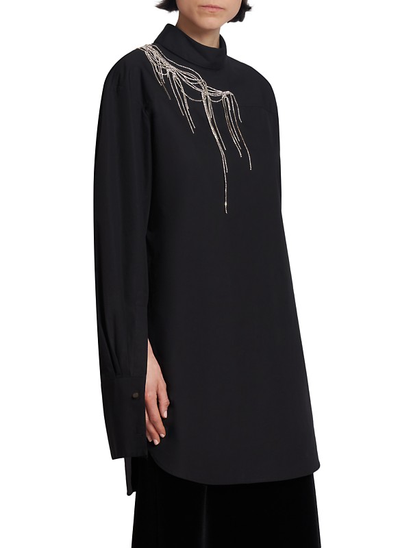 Shop Dries Van Noten Corso Rhinestone Cotton Tunic Shirt Shop Dries Van Noten Corso Rhinestone Cotton Tunic Shirt