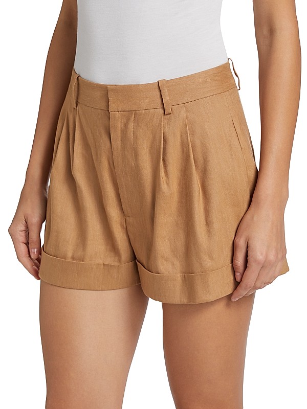 Shop Alice + Olivia Conry Pleated Linen-Blend Shorts | Saks Shop Alice + Olivia Conry Pleated Linen-Blend Shorts | Saks