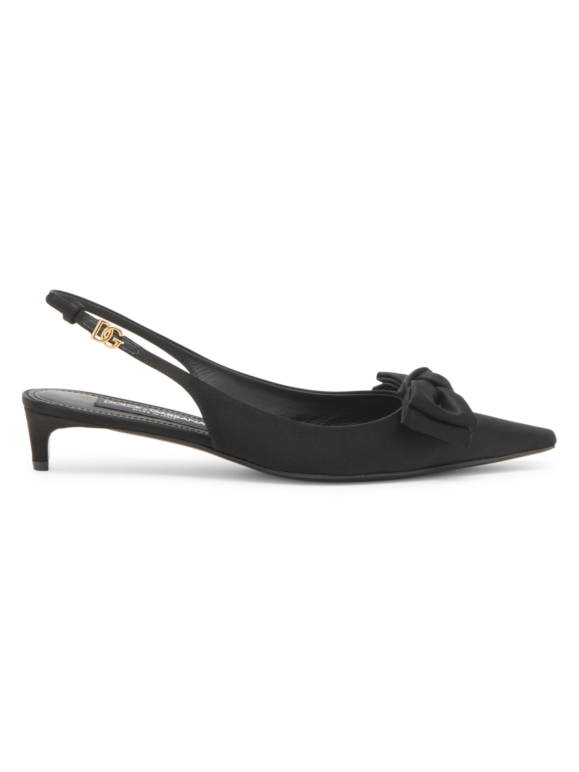 Dolce & Gabbana Women's 30MM Bow-Detailed Satin Kitten-Heel Pumps - Nero