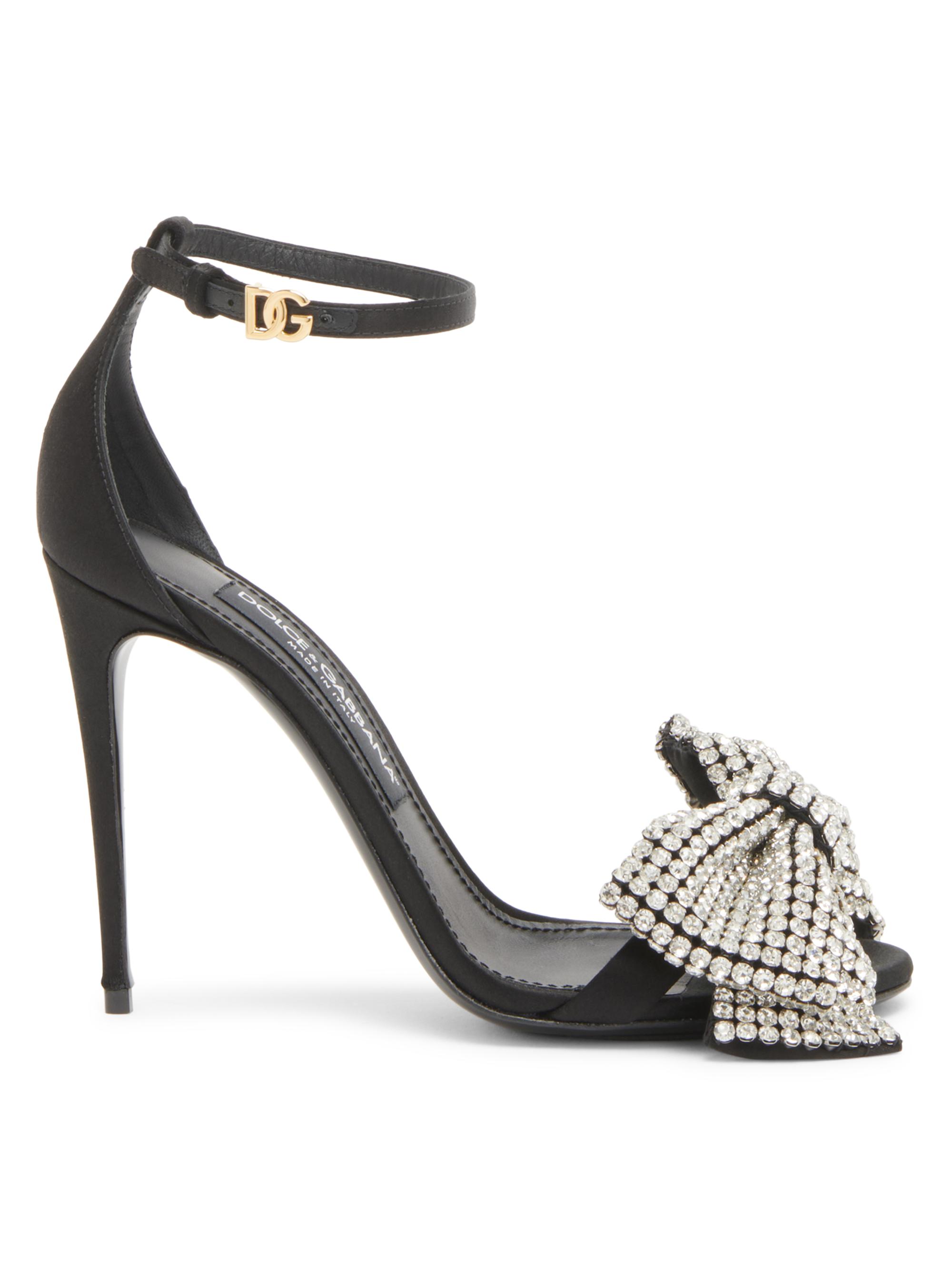 Dolce & Gabbana Women's 100MM Crystal-Embellished Bow Sandals - Crystal Nero