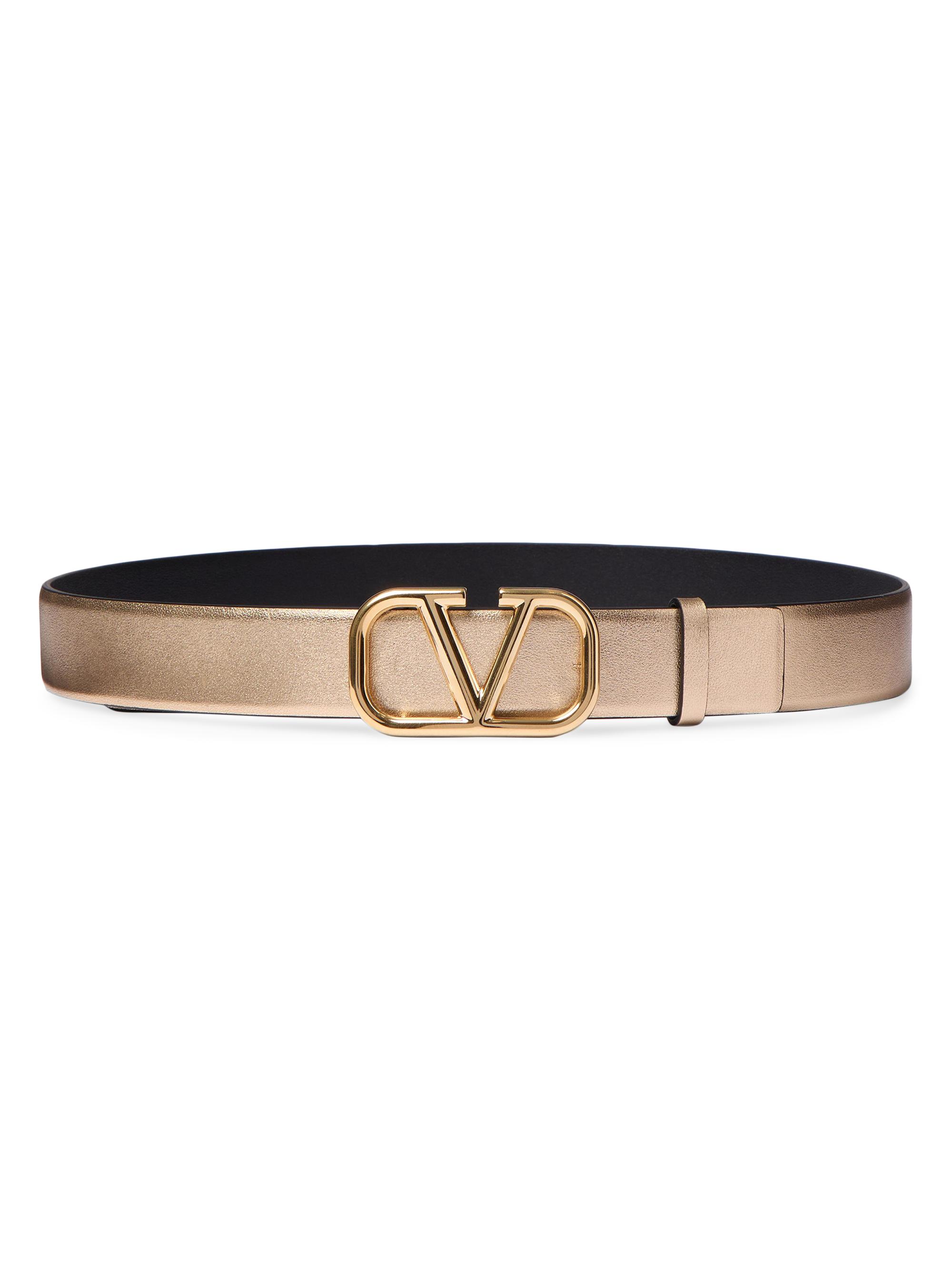 Valentino Garavani VLogo Signature Reversible Belt in Metallic and