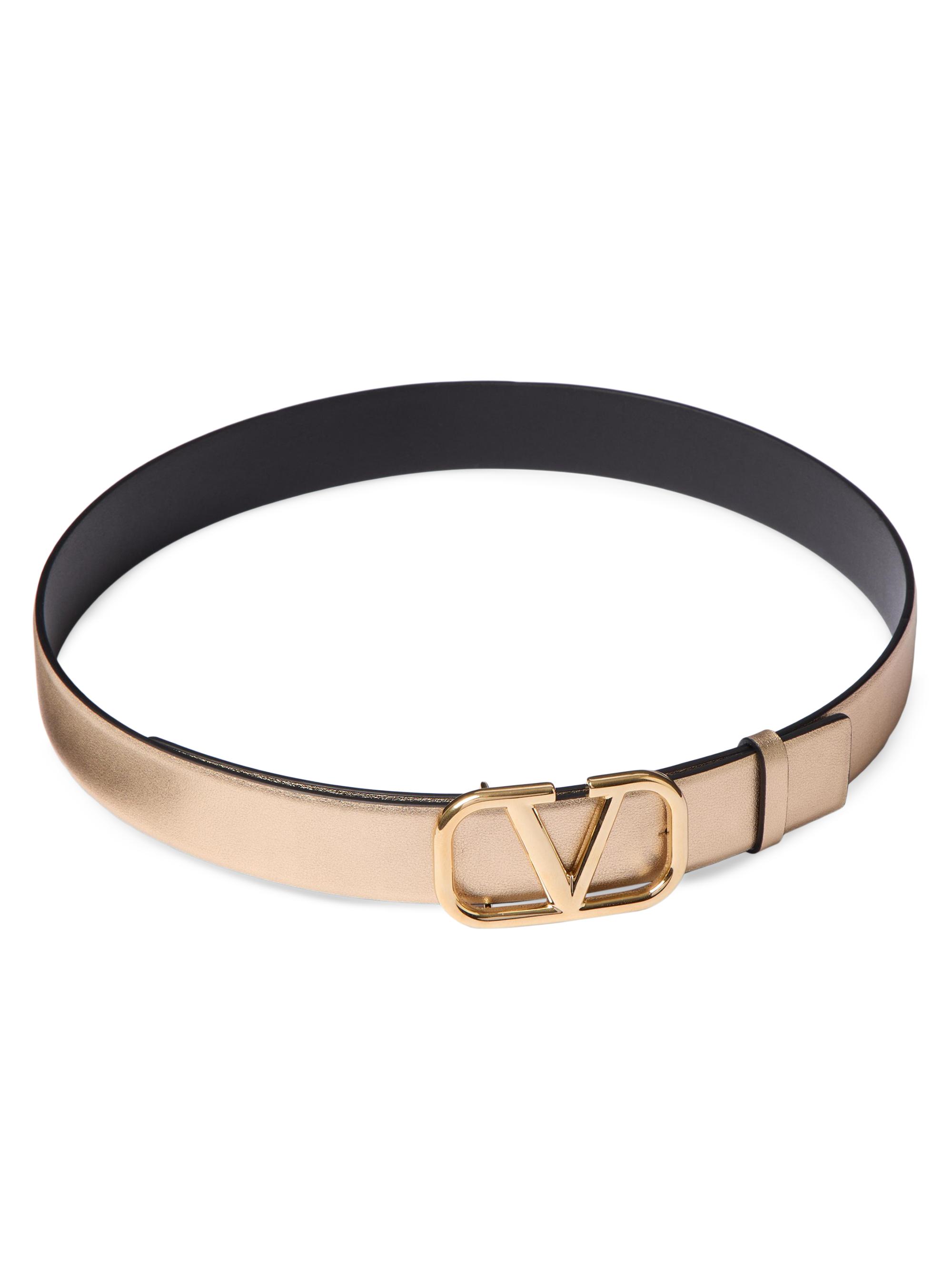 Valentino Garavani VLogo Signature Reversible Belt in Metallic and