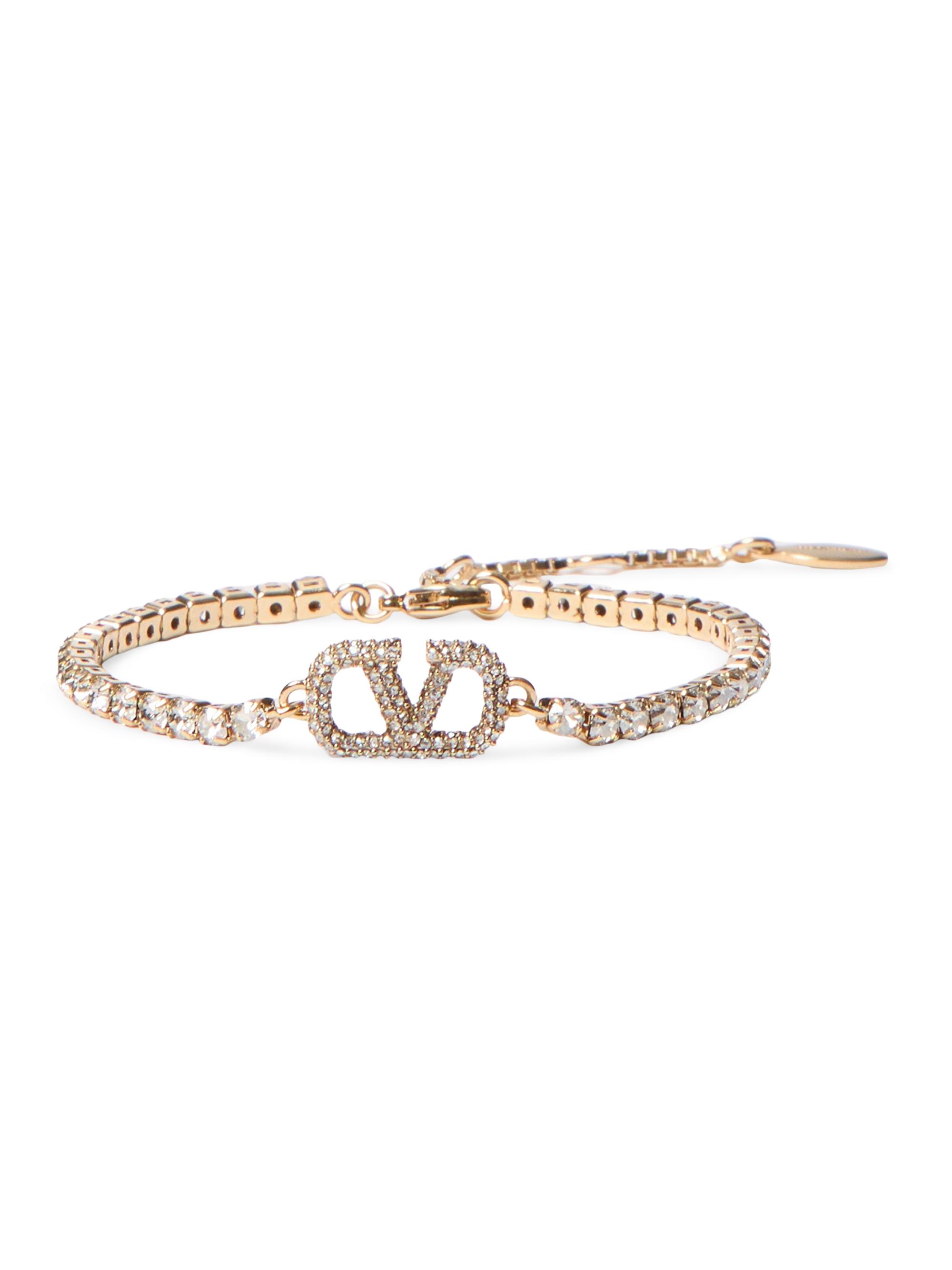 Valentino Garavani Women's V-Logo Signature Metal and Swarovski Crystal Bracelet - Gold