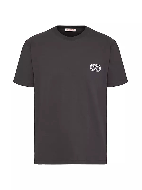 Shop Valentino Garavani Cotton T-Shirt with V-Logo Signature Patch 
