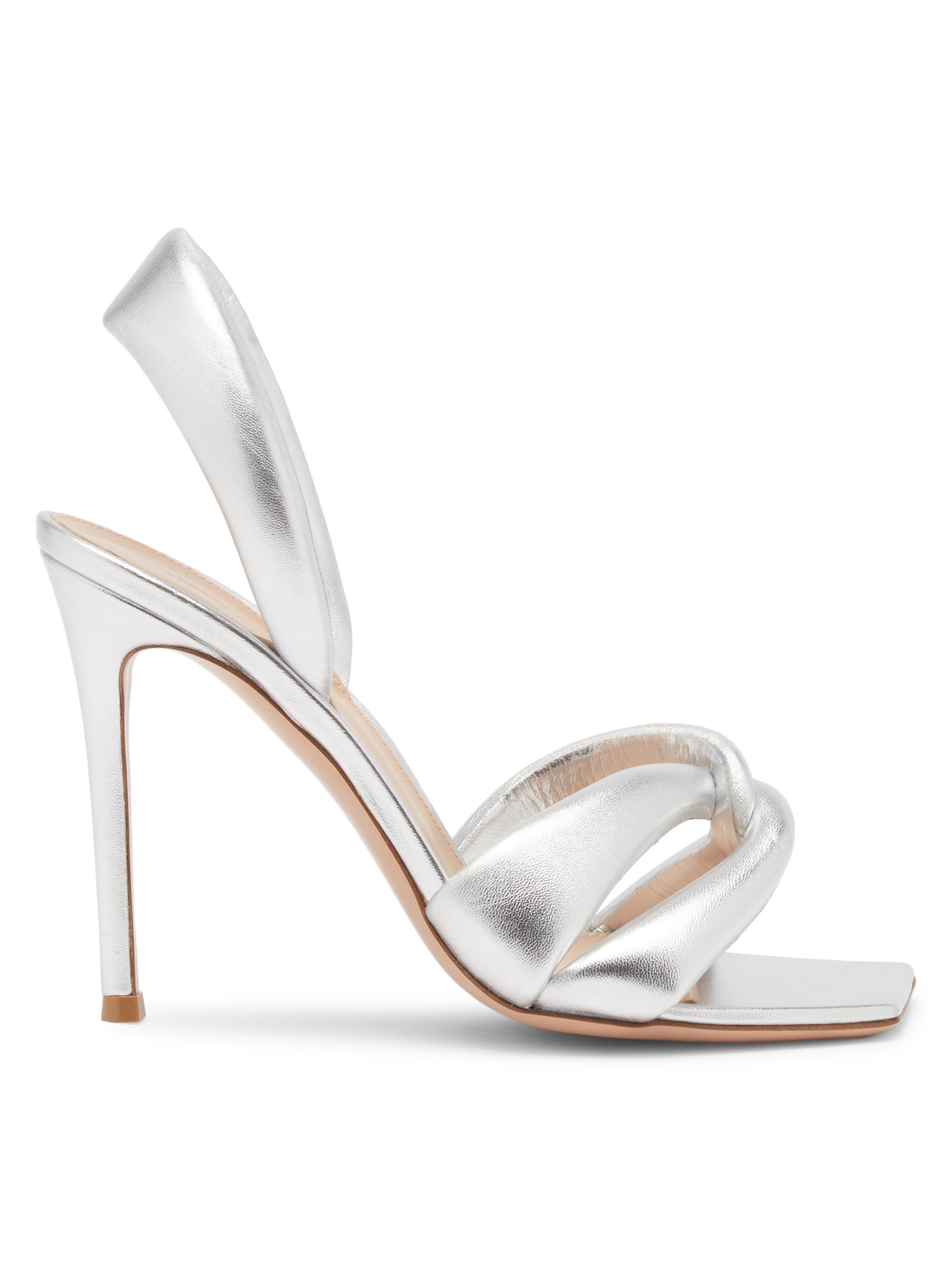 Gianvito Rossi Women's 105MM Leather Slingback Sandals - Silver