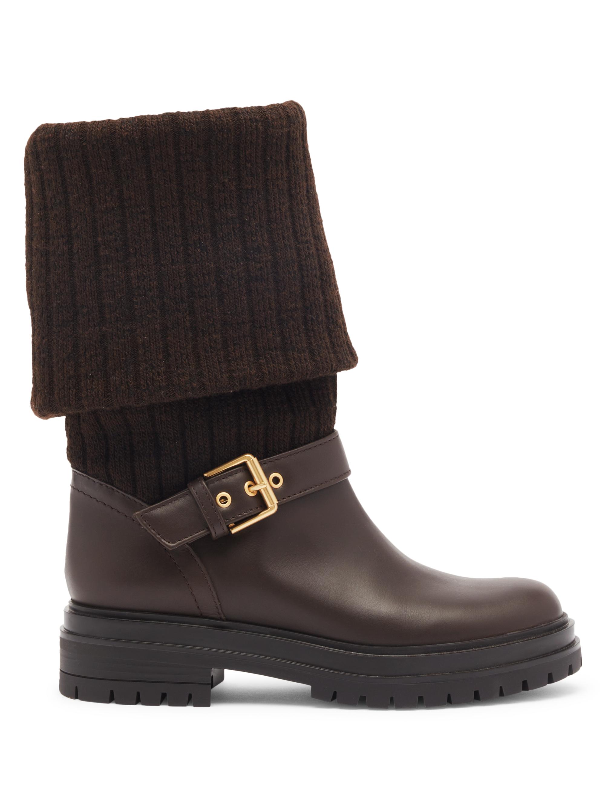 Gianvito Rossi Thurso Knit & Leather Boots | Saks Fifth Avenue